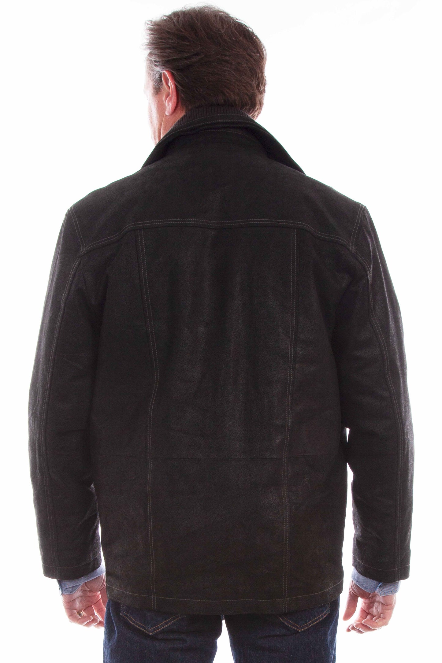 Scully Western Men's Suede Zip Jacket in Vintage Black