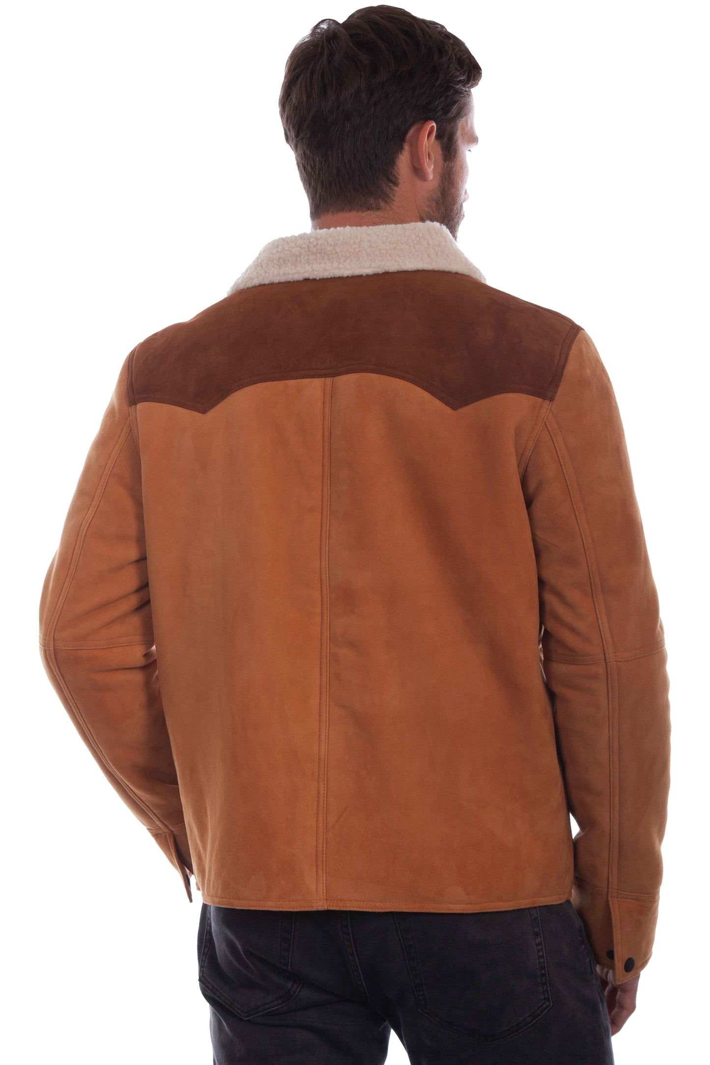Scully Men's Suede Color Block Jacket in Tan