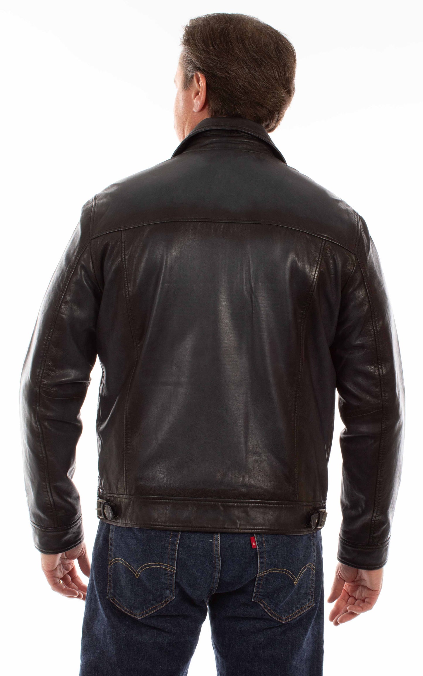 Scully Western Men's Leather Bomber Zip Front Jacket in Navy