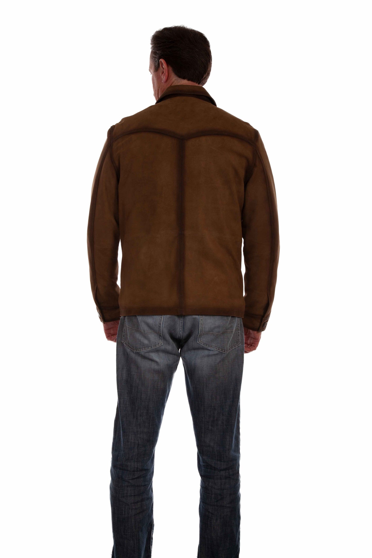 Scully Western Men's Suede Zip Darken Seams Jacket in Olive