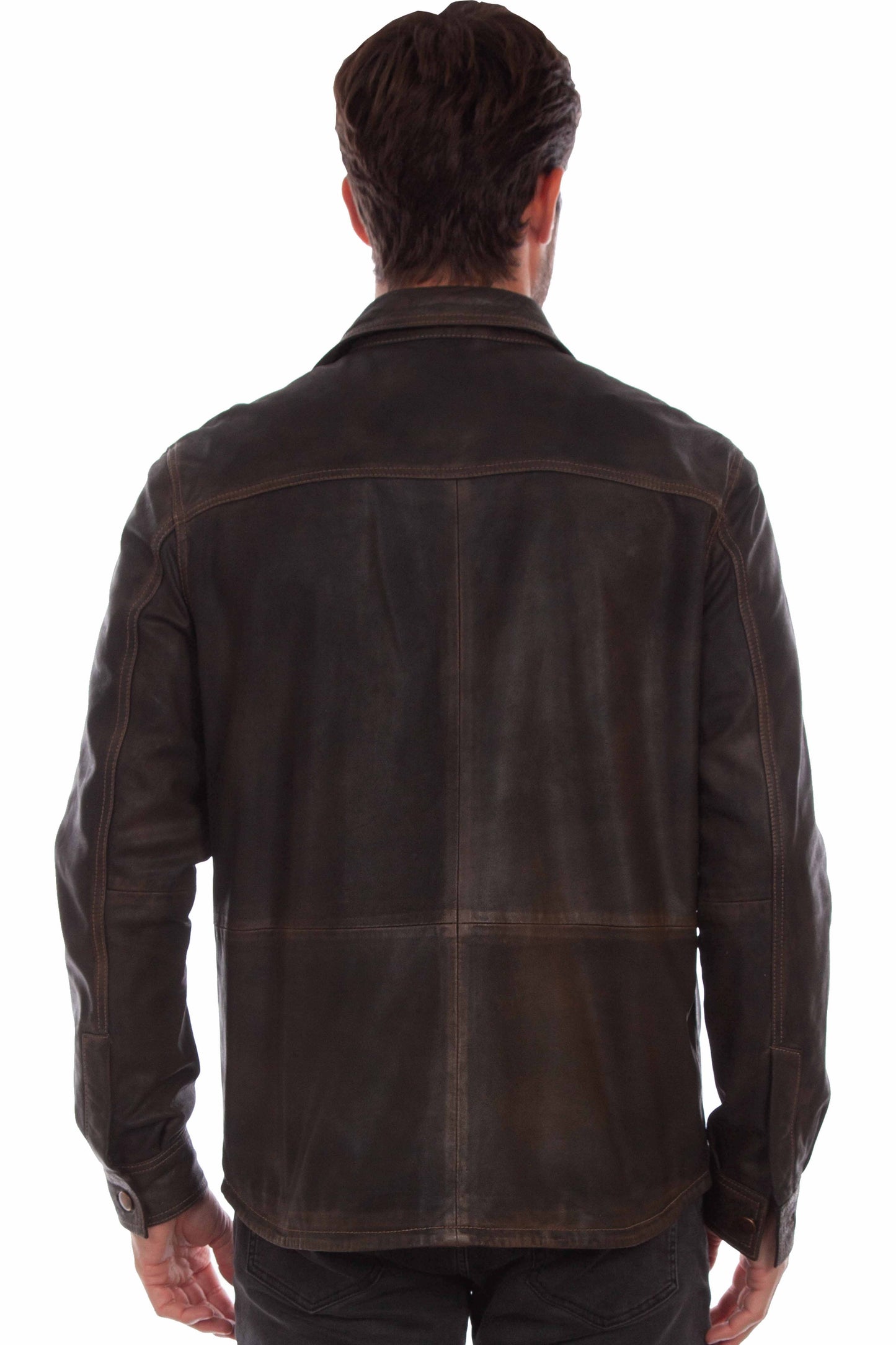 Scully Western Men's Button Front Leather Jacket in Chocolate