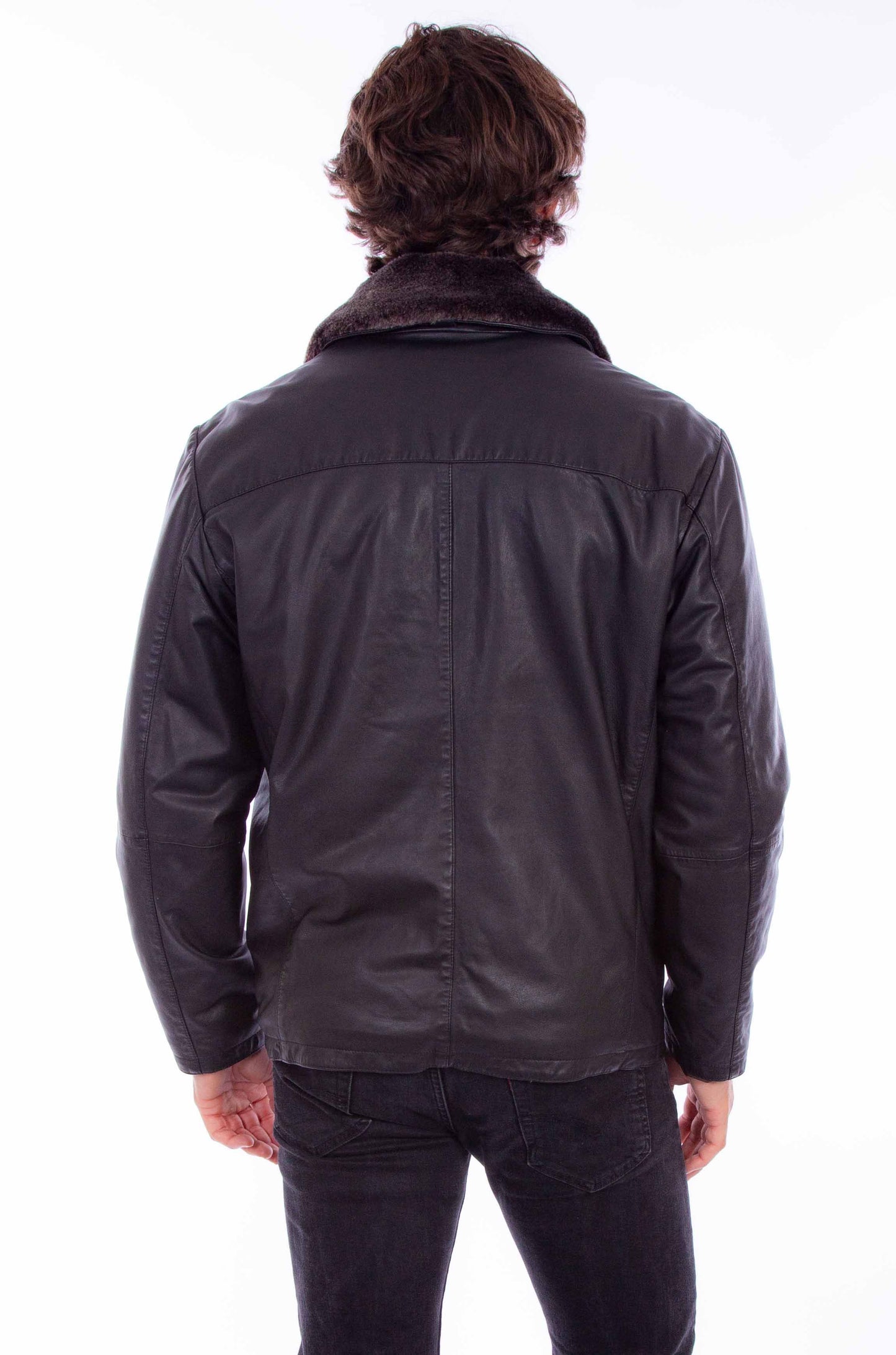 Scully Men's Leather Fur Collar Jacket in Black