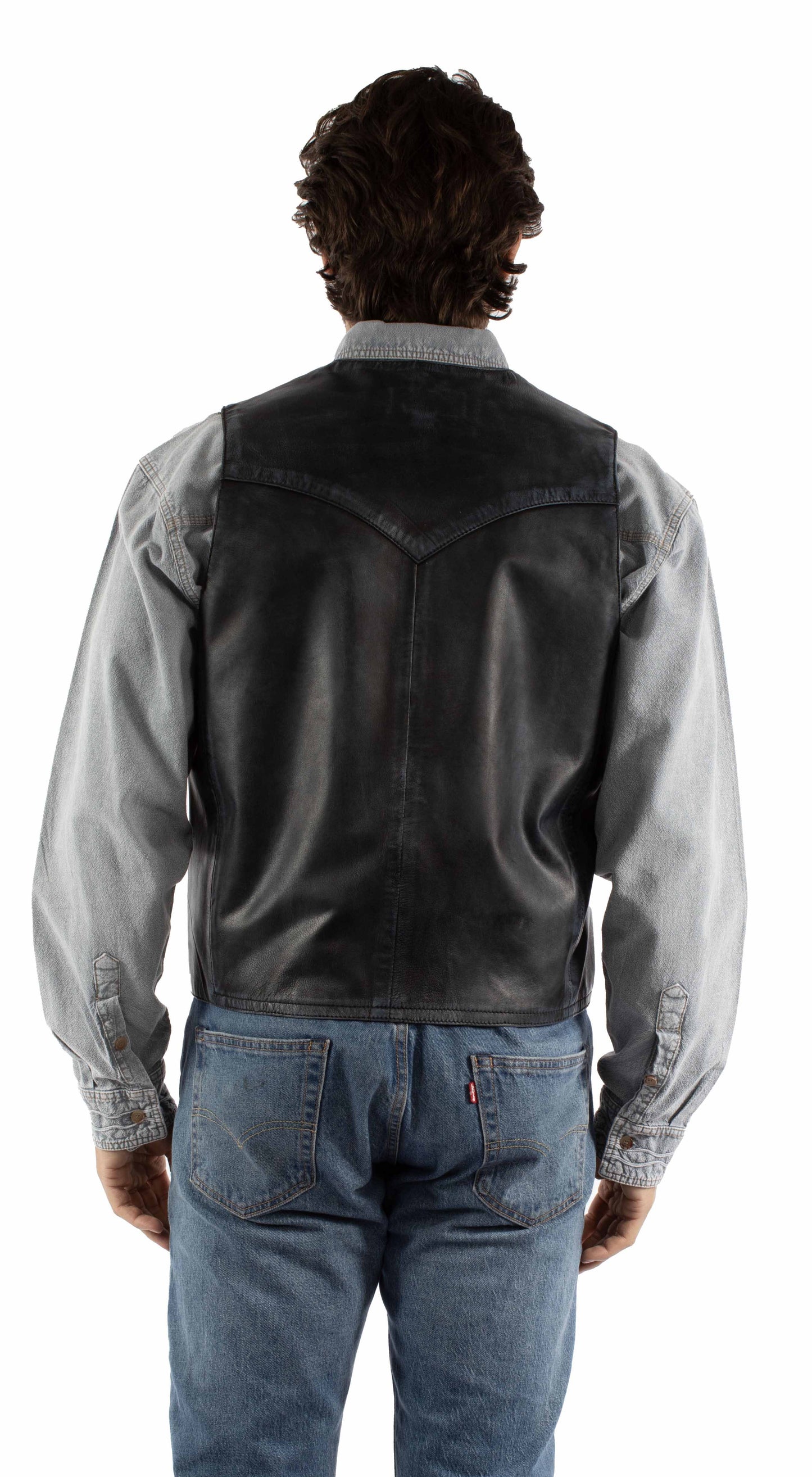 Scully Men's Solid Leather Vest in Navy