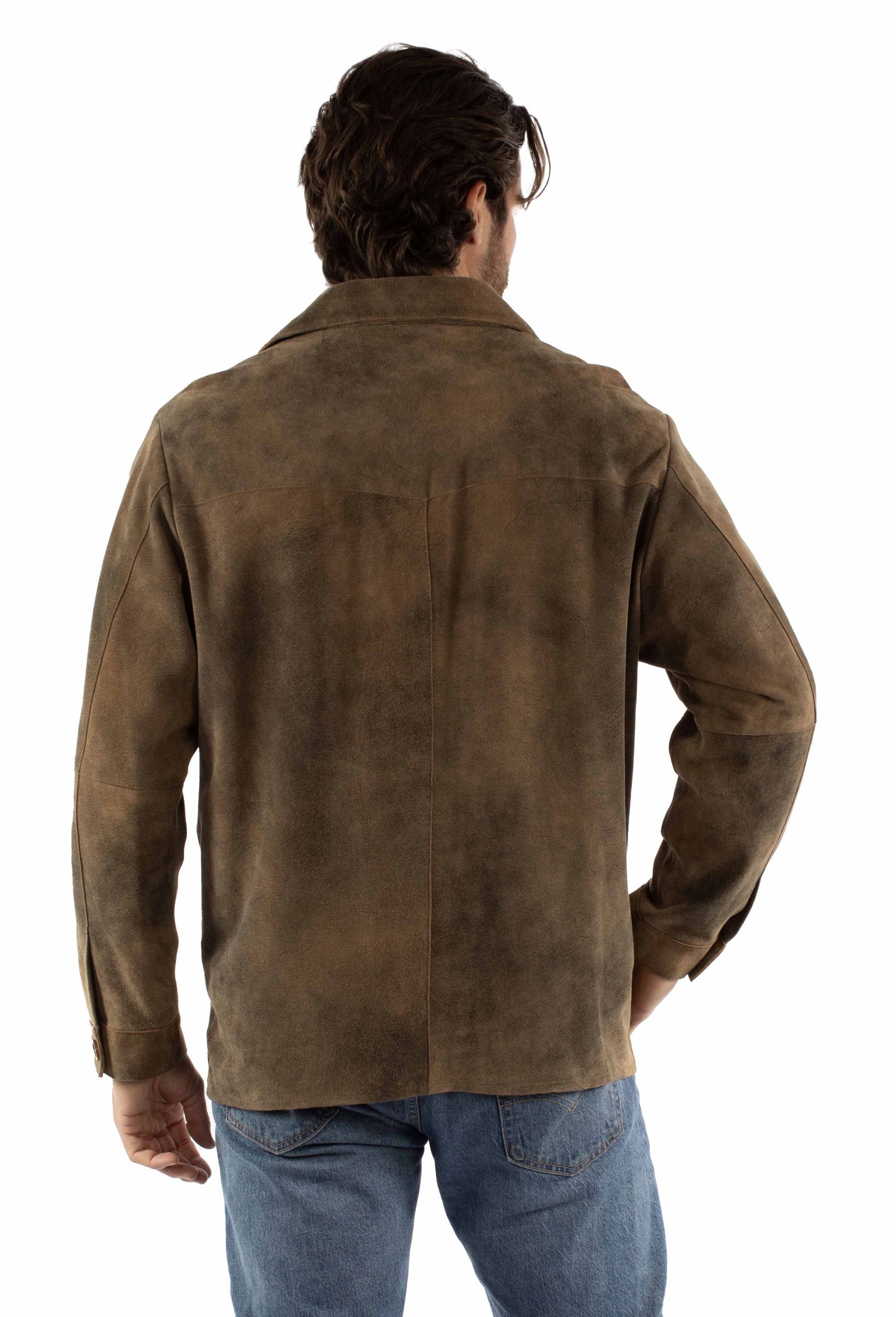 Scully Men's Button Up Leather Shirt Jacket in Brown