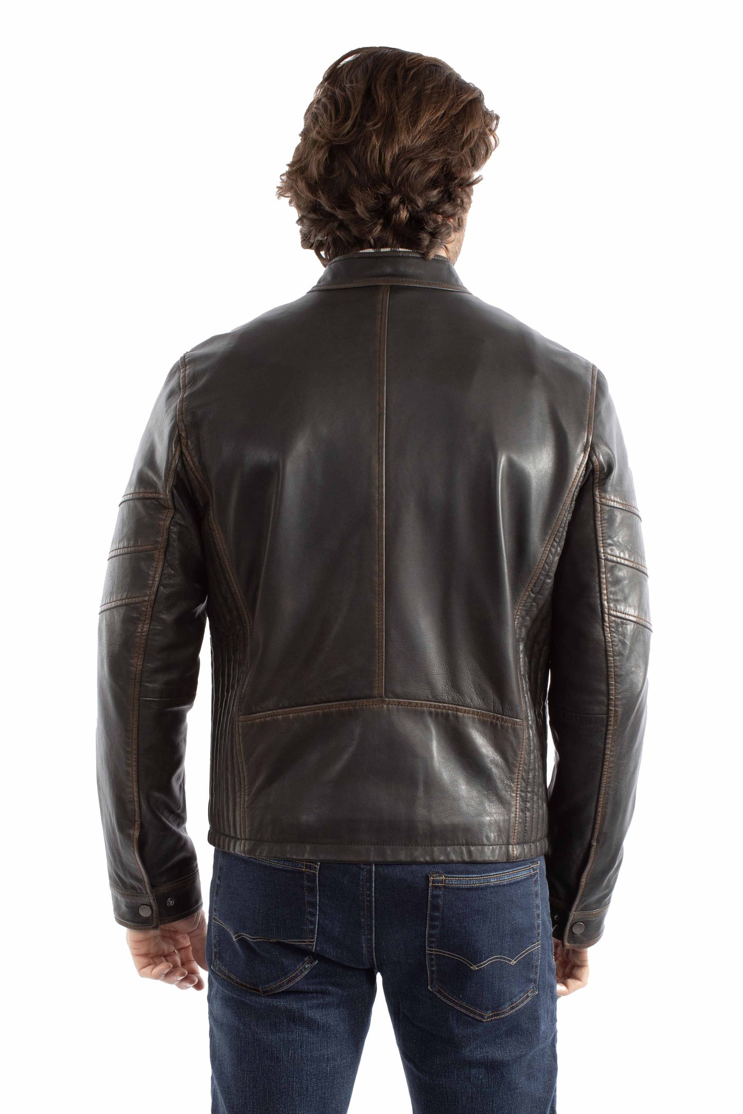 Scully Men's Leather Moto Jacket in Black