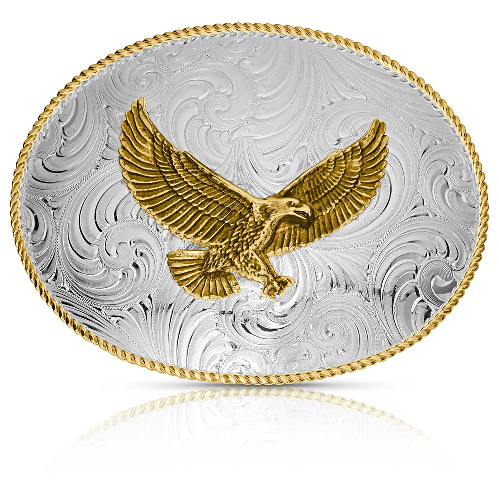 Montana Silversmiths Extra Large Oval Engraved Buckle With Eagle