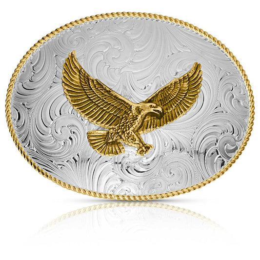 Montana Silversmiths Extra Large Oval Engraved Buckle With Eagle