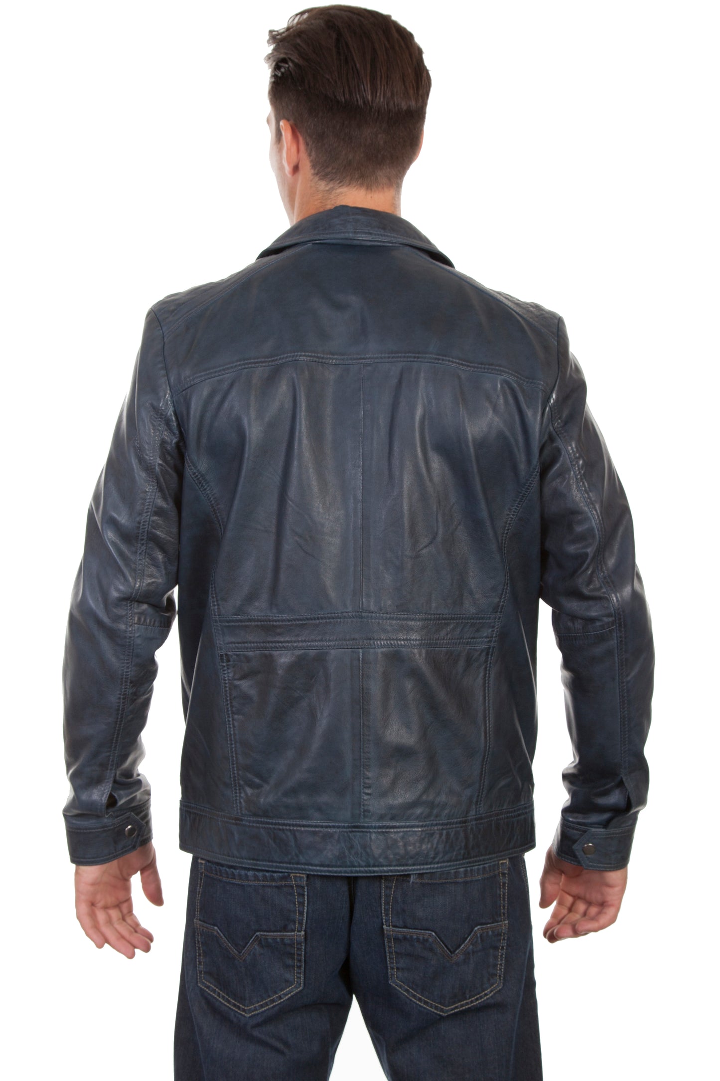 Scully Western Men's Tailored Lamb Zip Closure Jacket in Denim