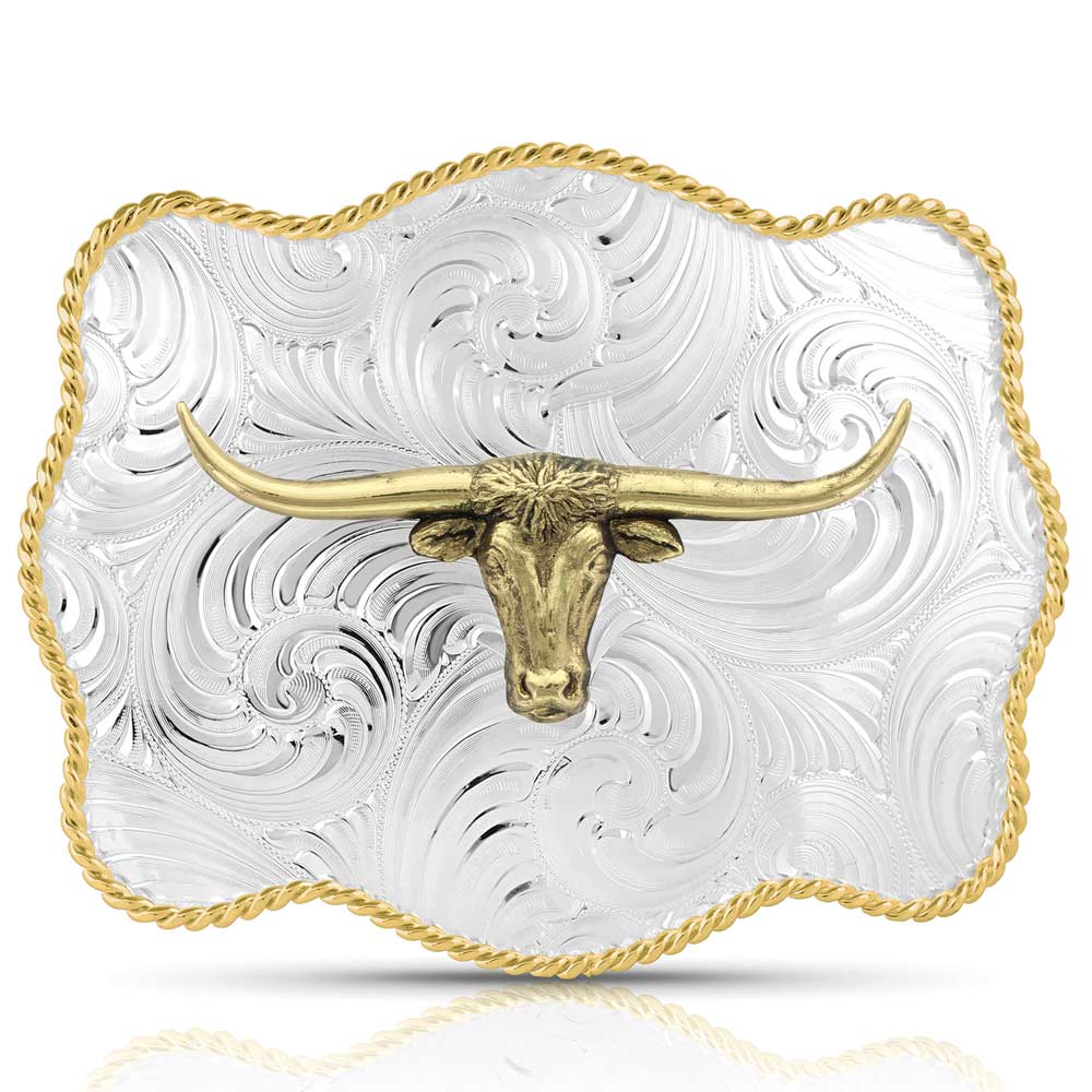Montana Silversmiths Bold Engraved Scalloped Buckle With Longhorn