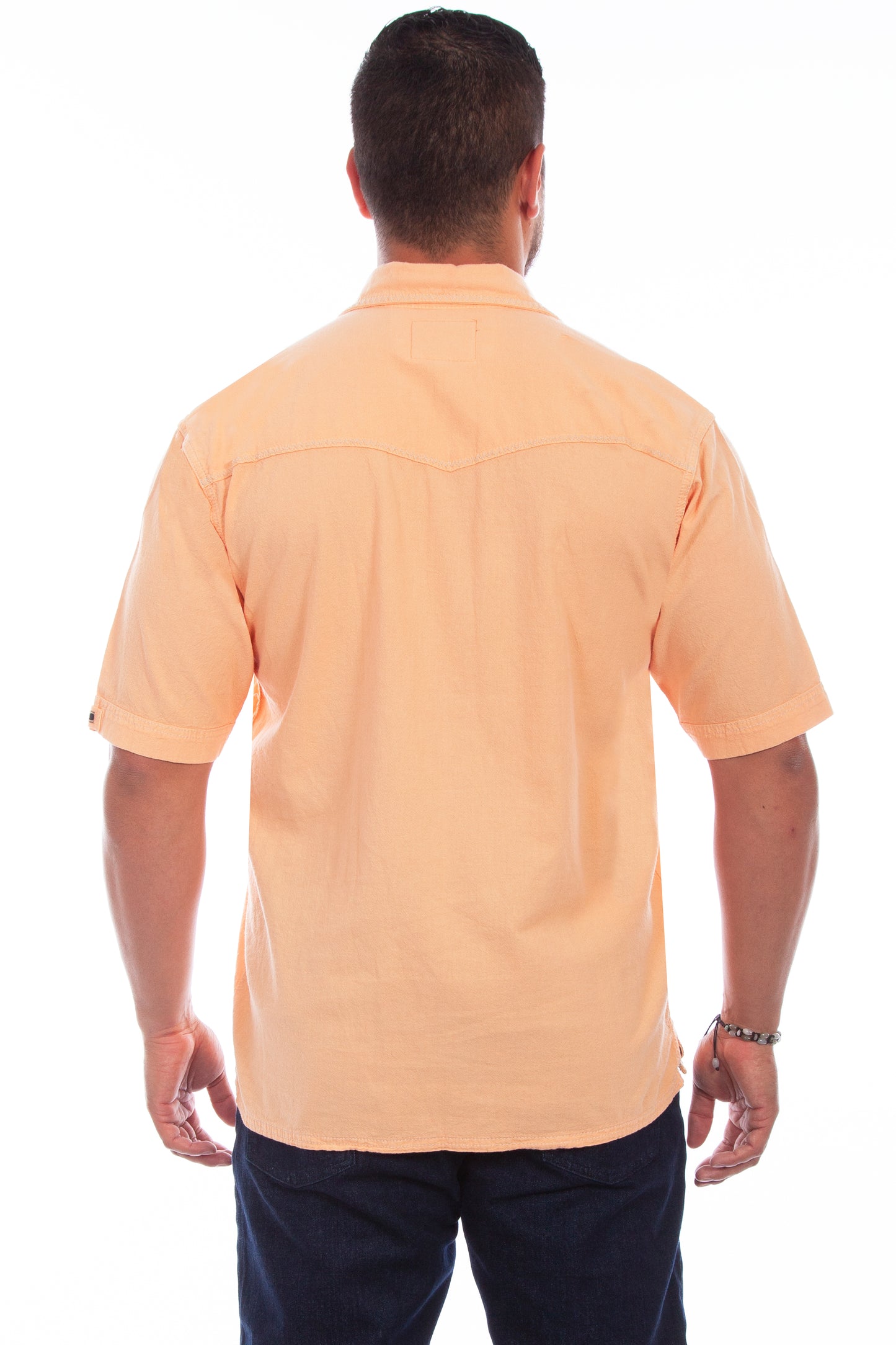 Scully Western Men's Embroidered Palm Tree Shirt in Papaya