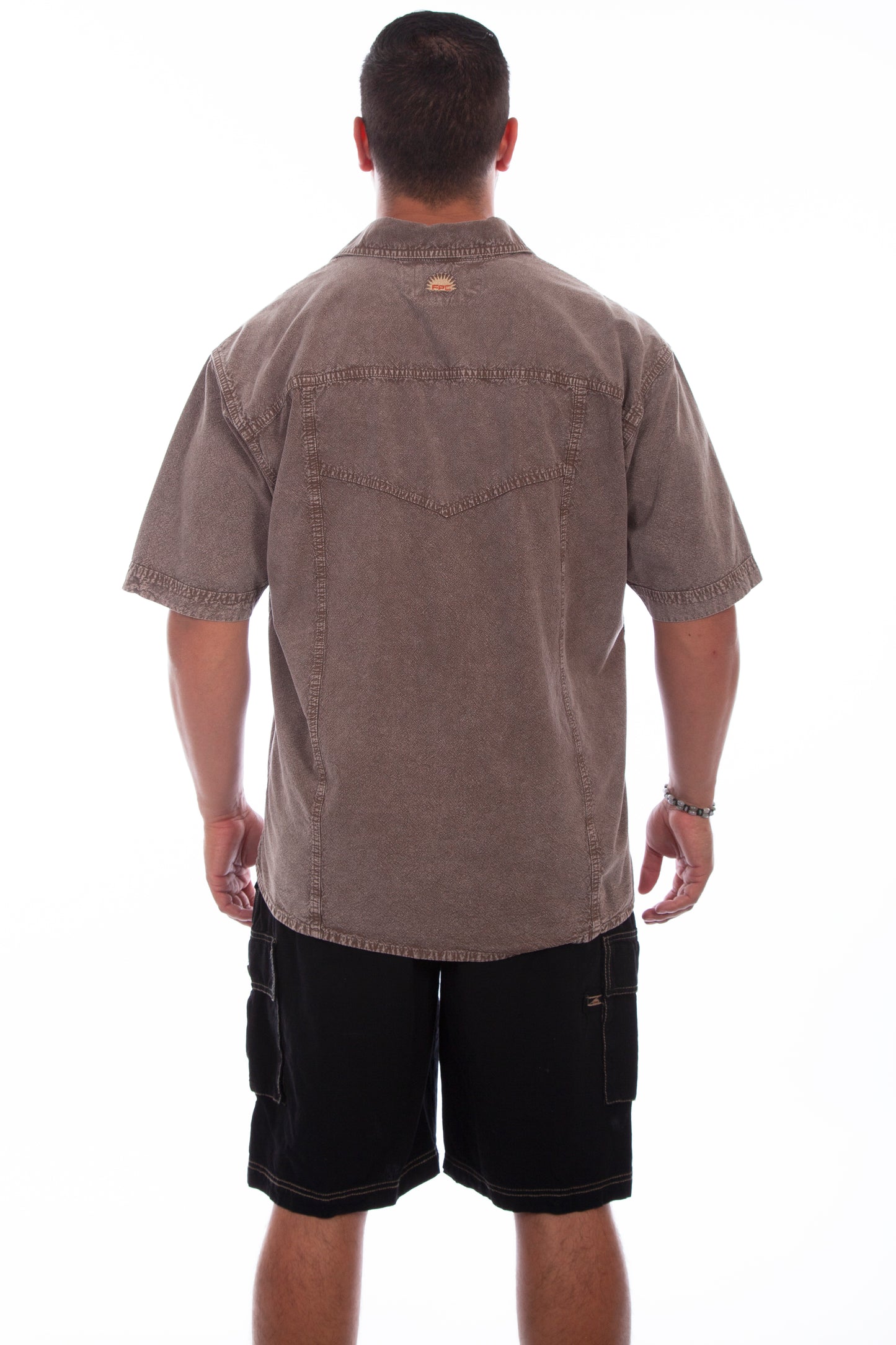 Scully Western Men's Embroidered Shirt in Distressed Latte