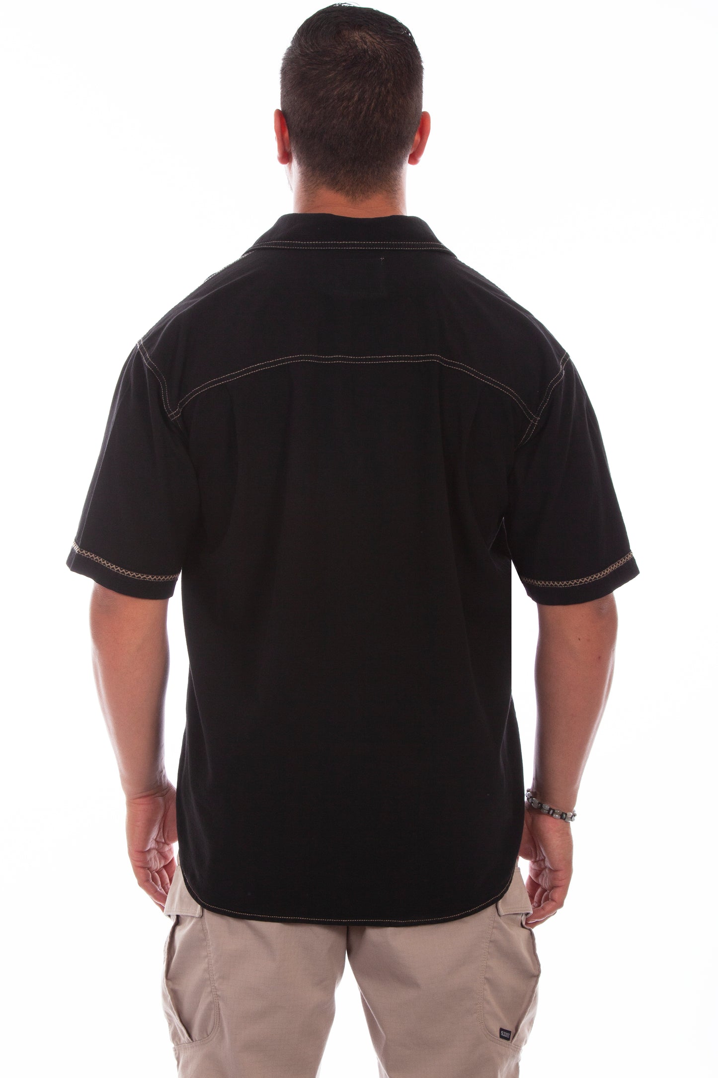 Scully Western Men's Short Sleeve Voyager Shirt in Black