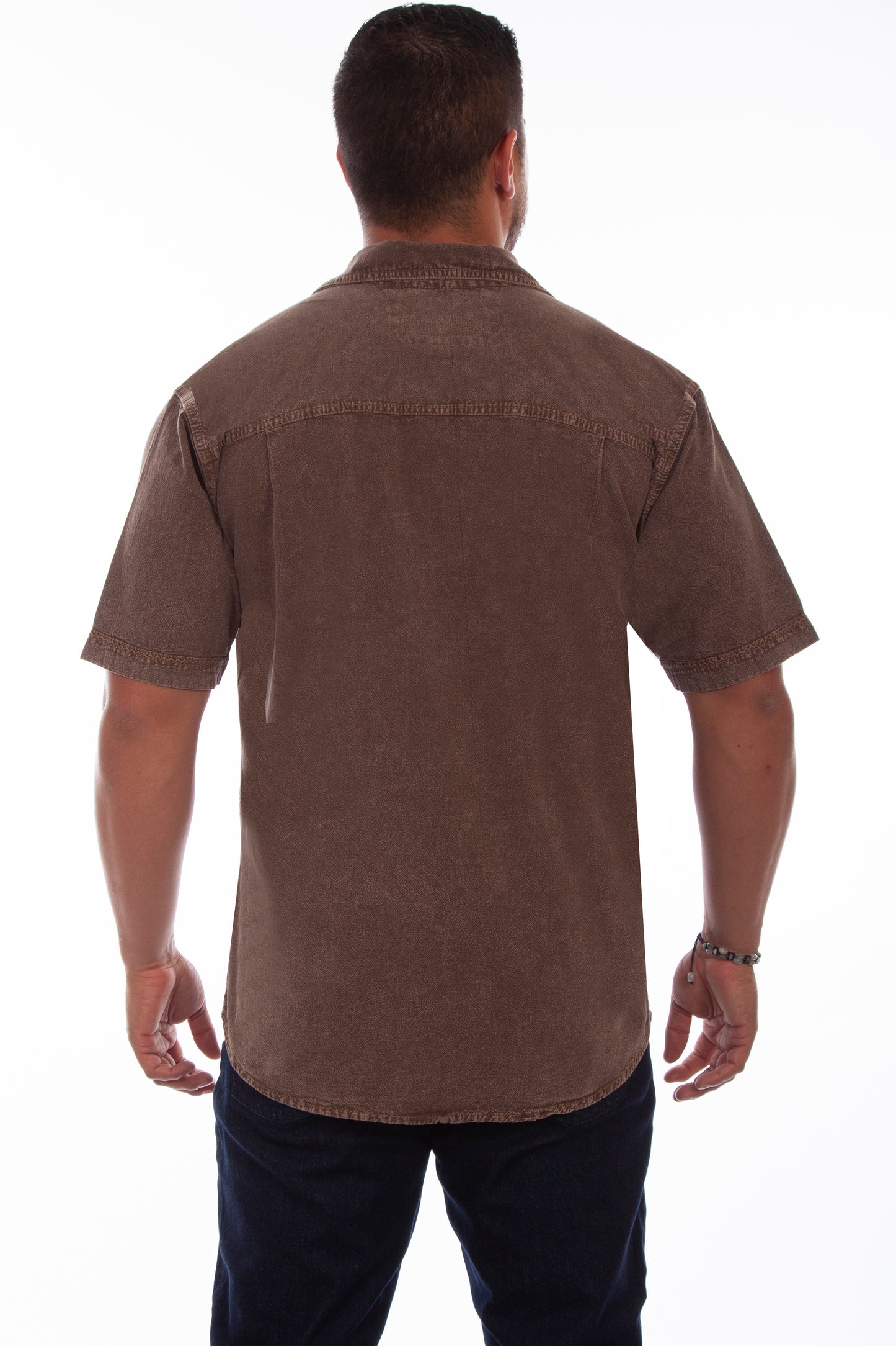 Scully Men's Short Sleeve Voyager Shirt in Light Latte