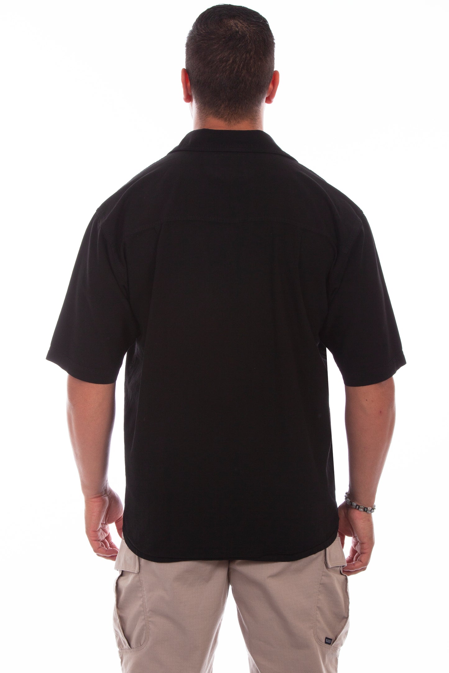 Scully Western Men's Short Sleeve Calypso Shirt in Black and Tan