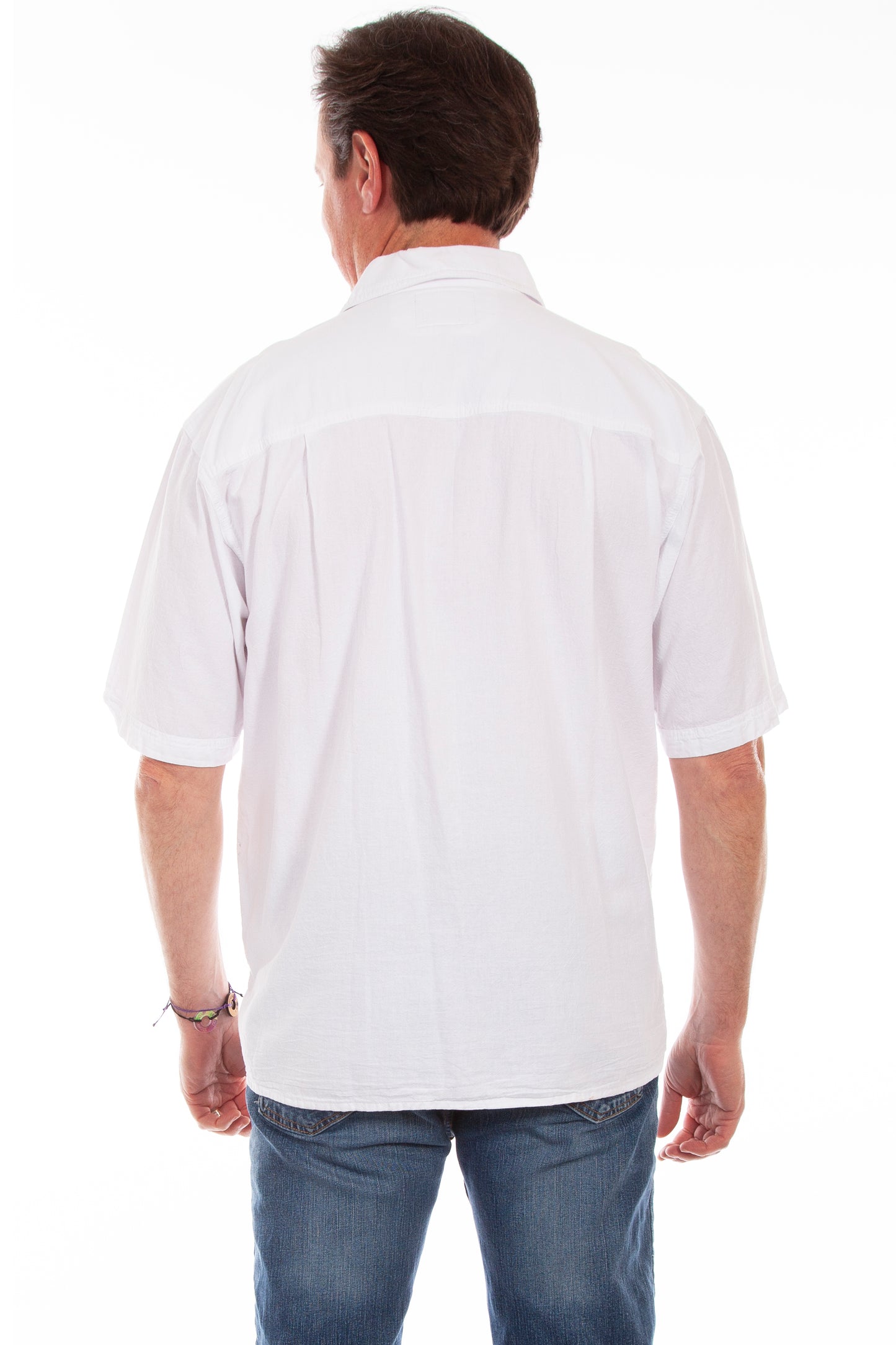 Scully Men's Short Sleeve Gray Shirt in White With Grey Calypso