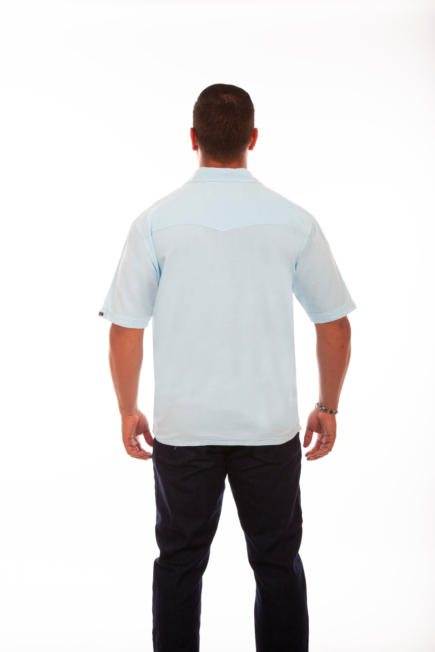 Scully Western Men's Embroidered Sailboat Shirt in Aqua Sky