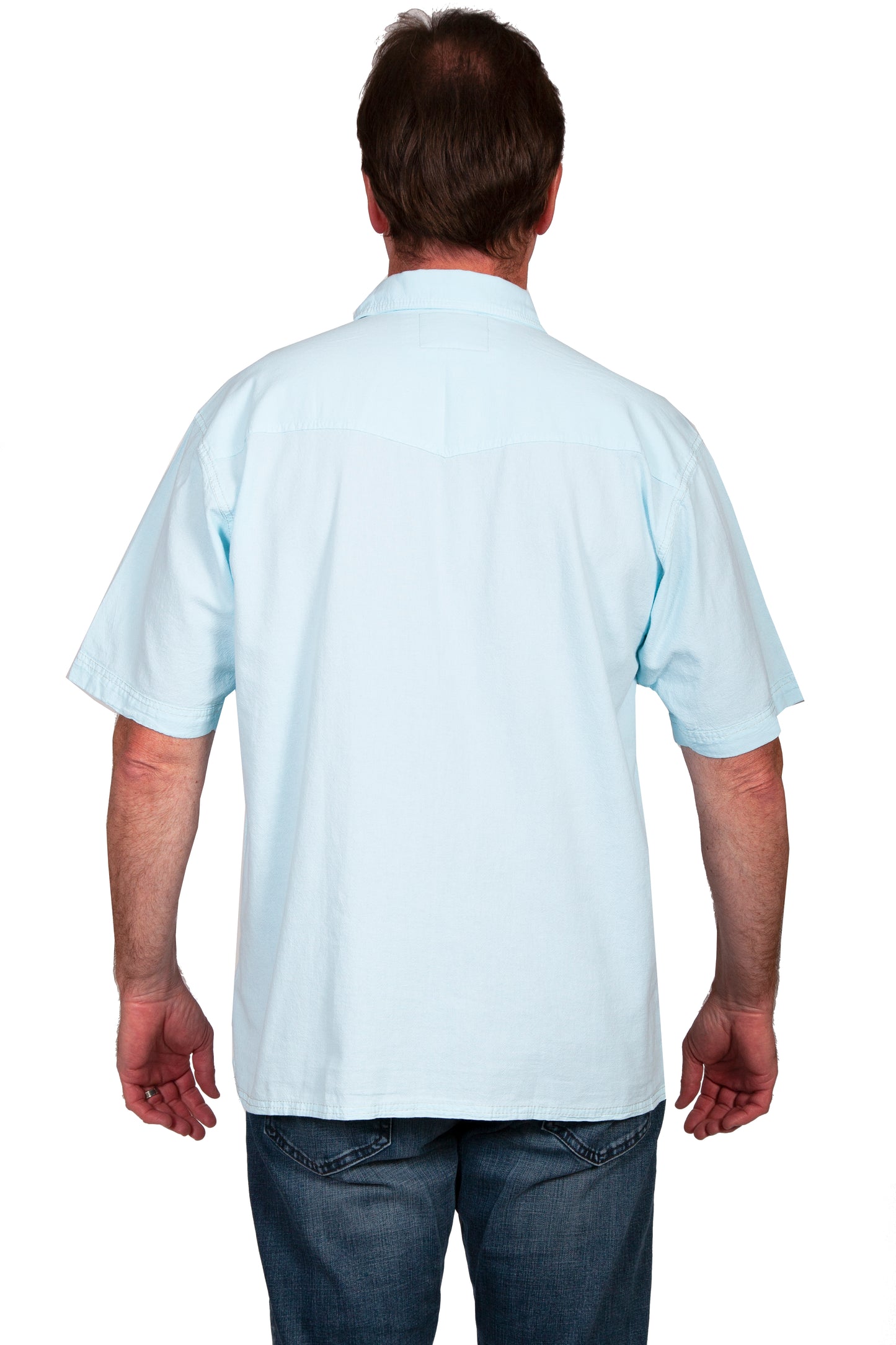 Scully Western Men's Longboat Embroidered Shirt in Aqua Sky