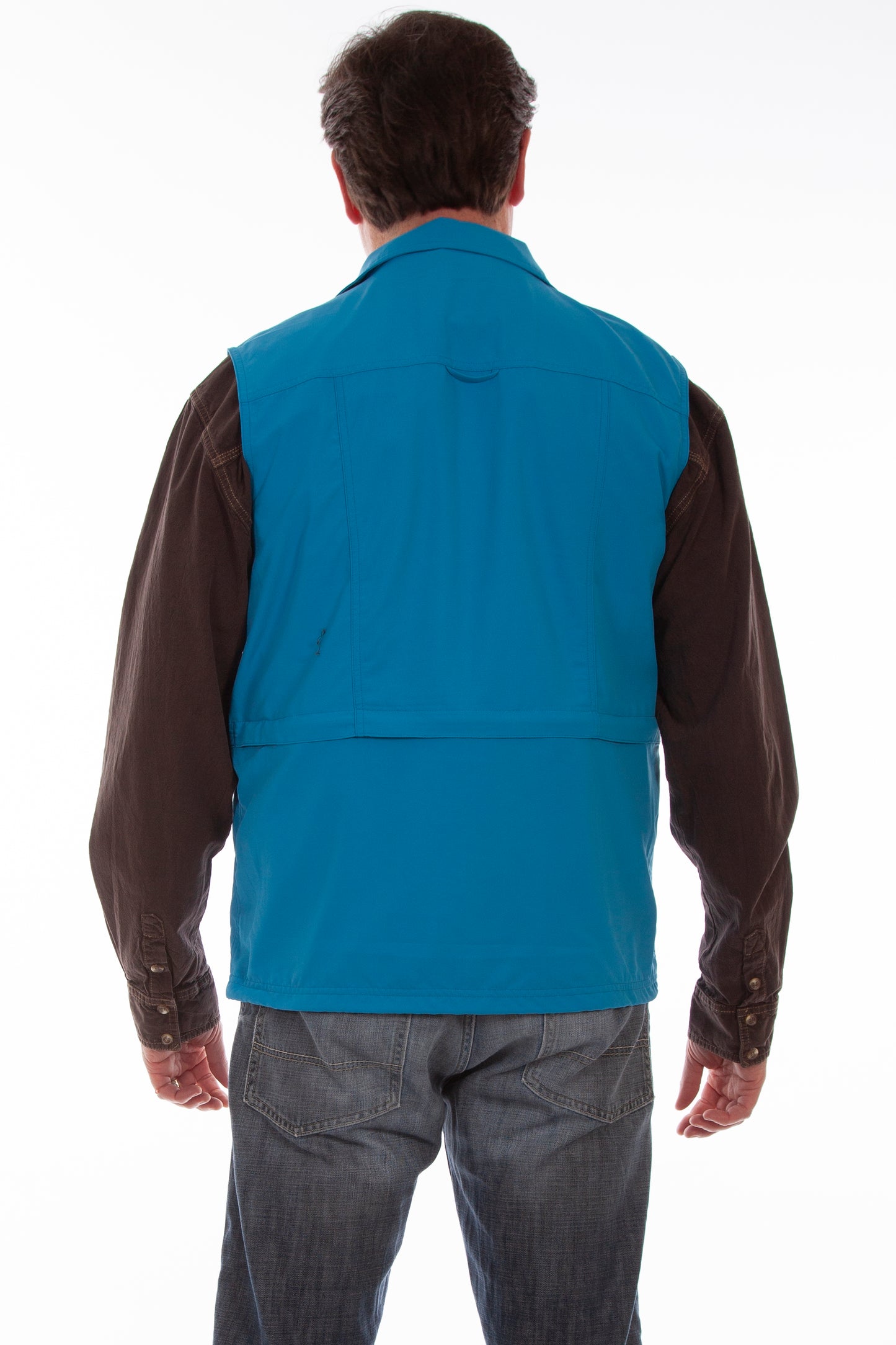 Scully Western Men's Multi Pocket Zip Nylon Vest in Coastal