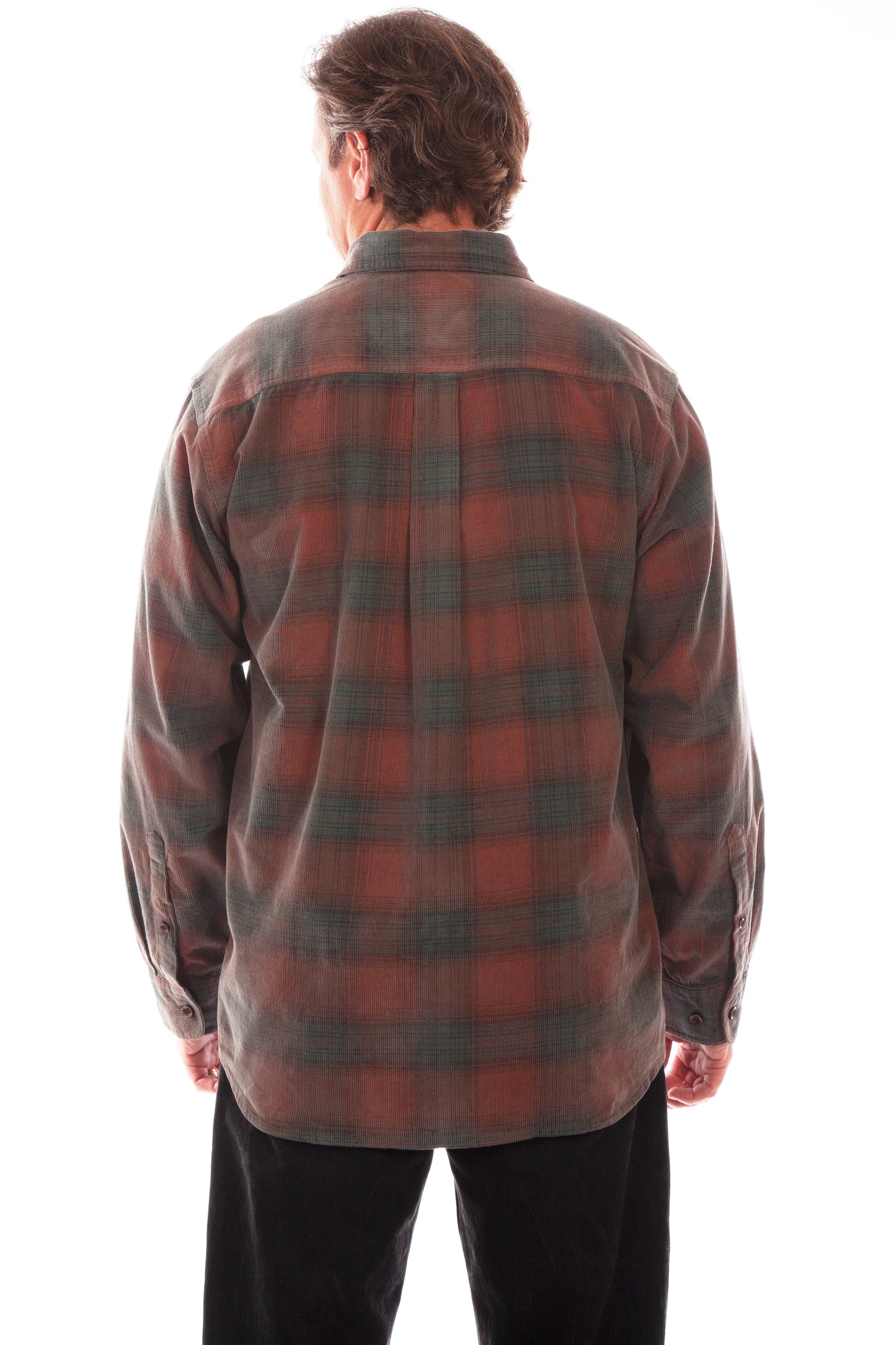 Scully Western Men's Plaid Button Rust Hunter Shirt in Rust-Hunter