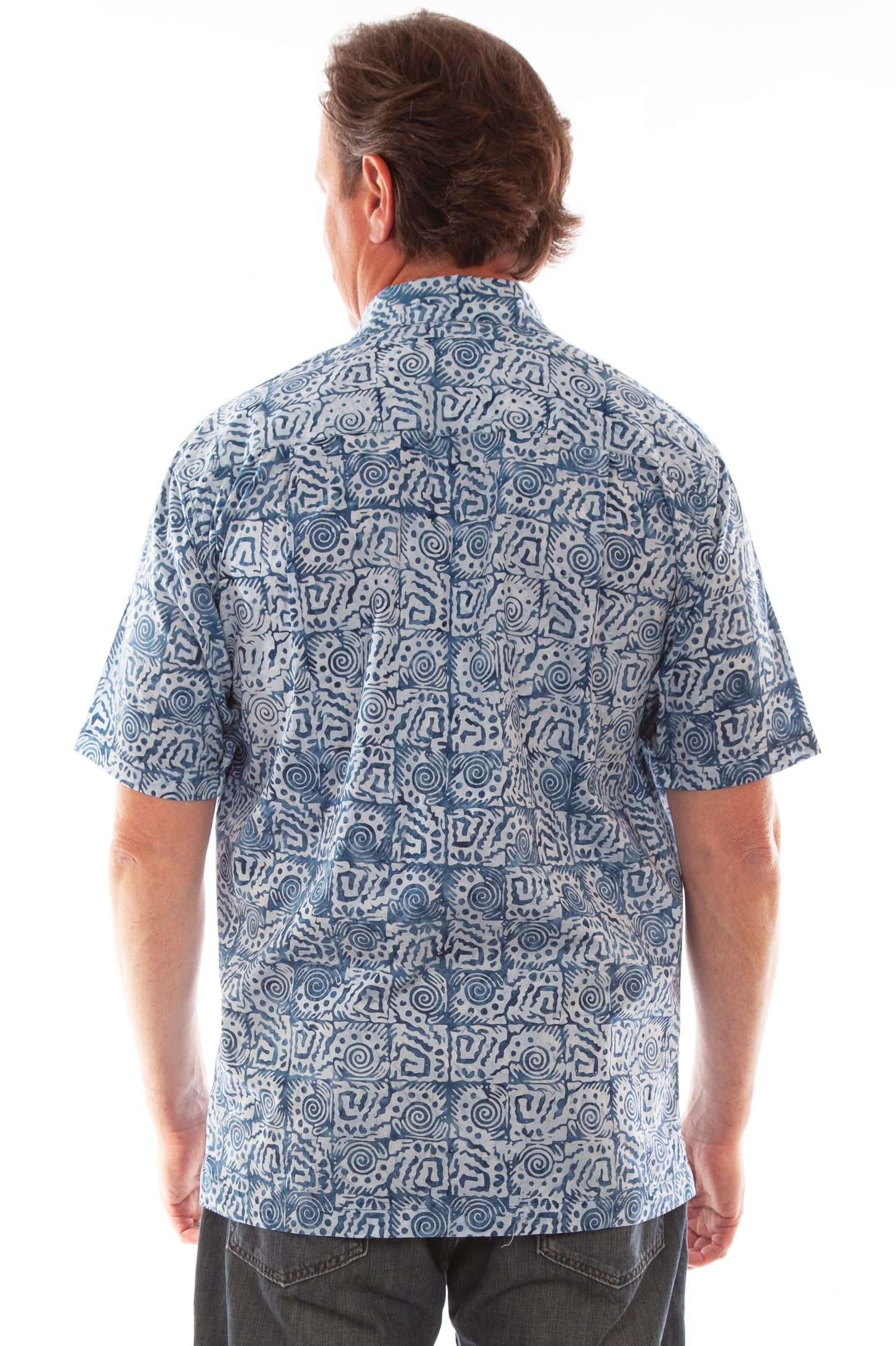 Scully Men's Batik Box Cotton Shirt in Light Blue