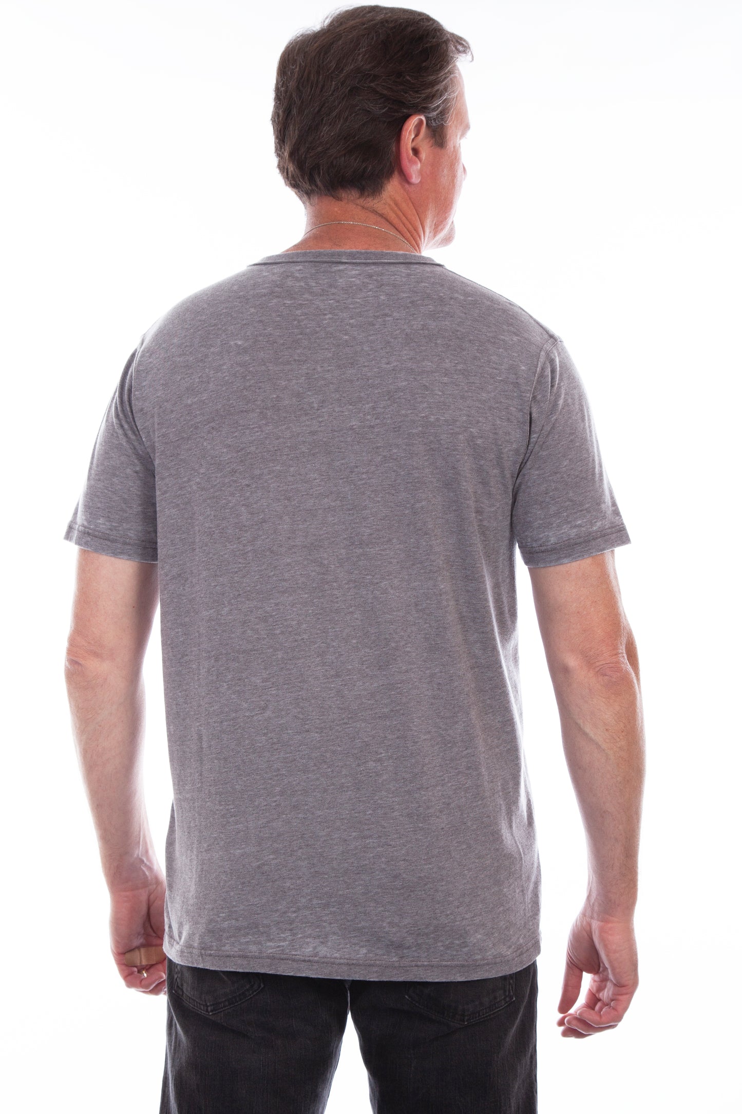 Scully Western Men's Henley Fitted T- Shirt in Charcoal