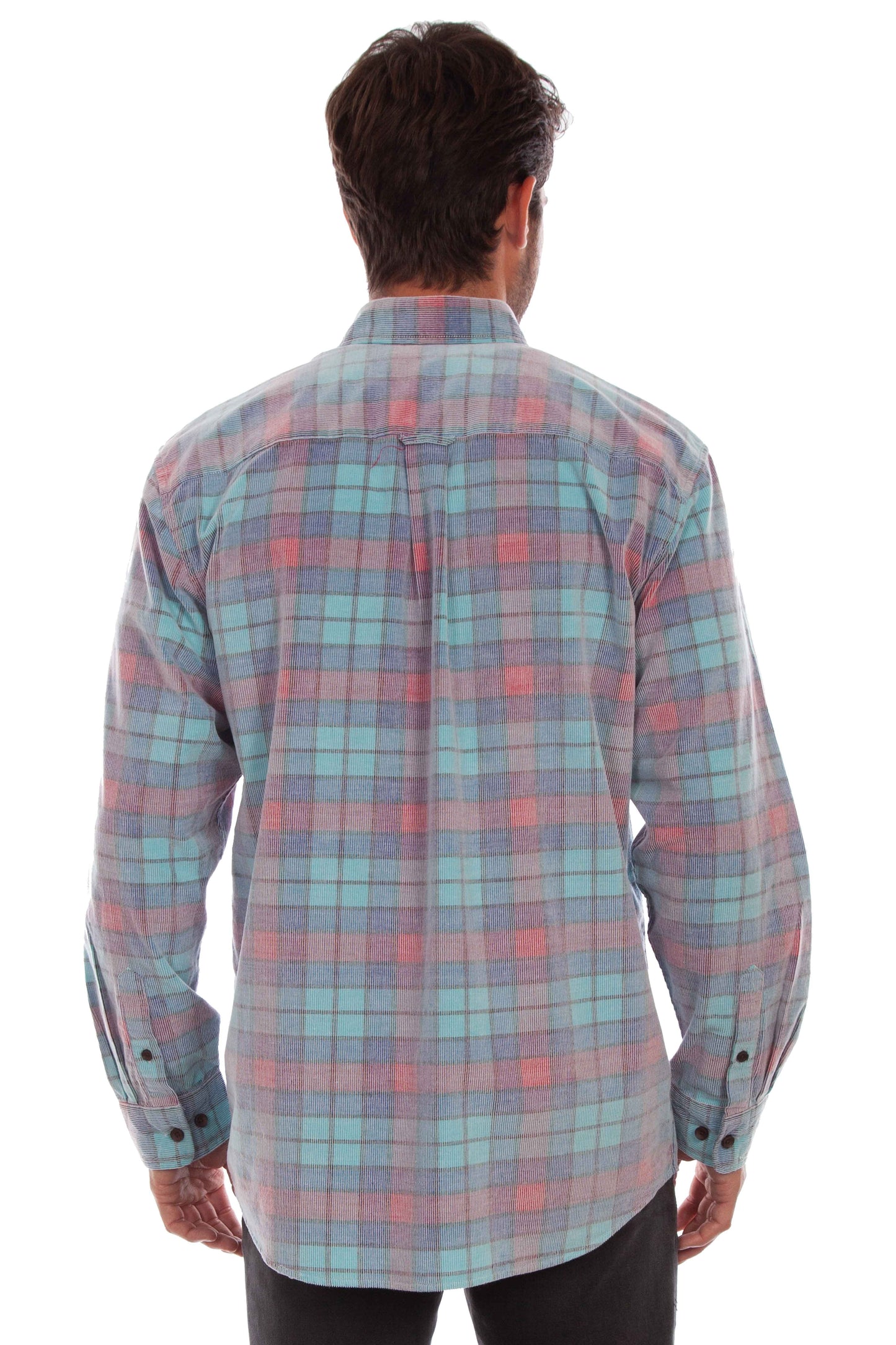 Scully Western Men's Long Sleeve Corduroy Shirt in Blue
