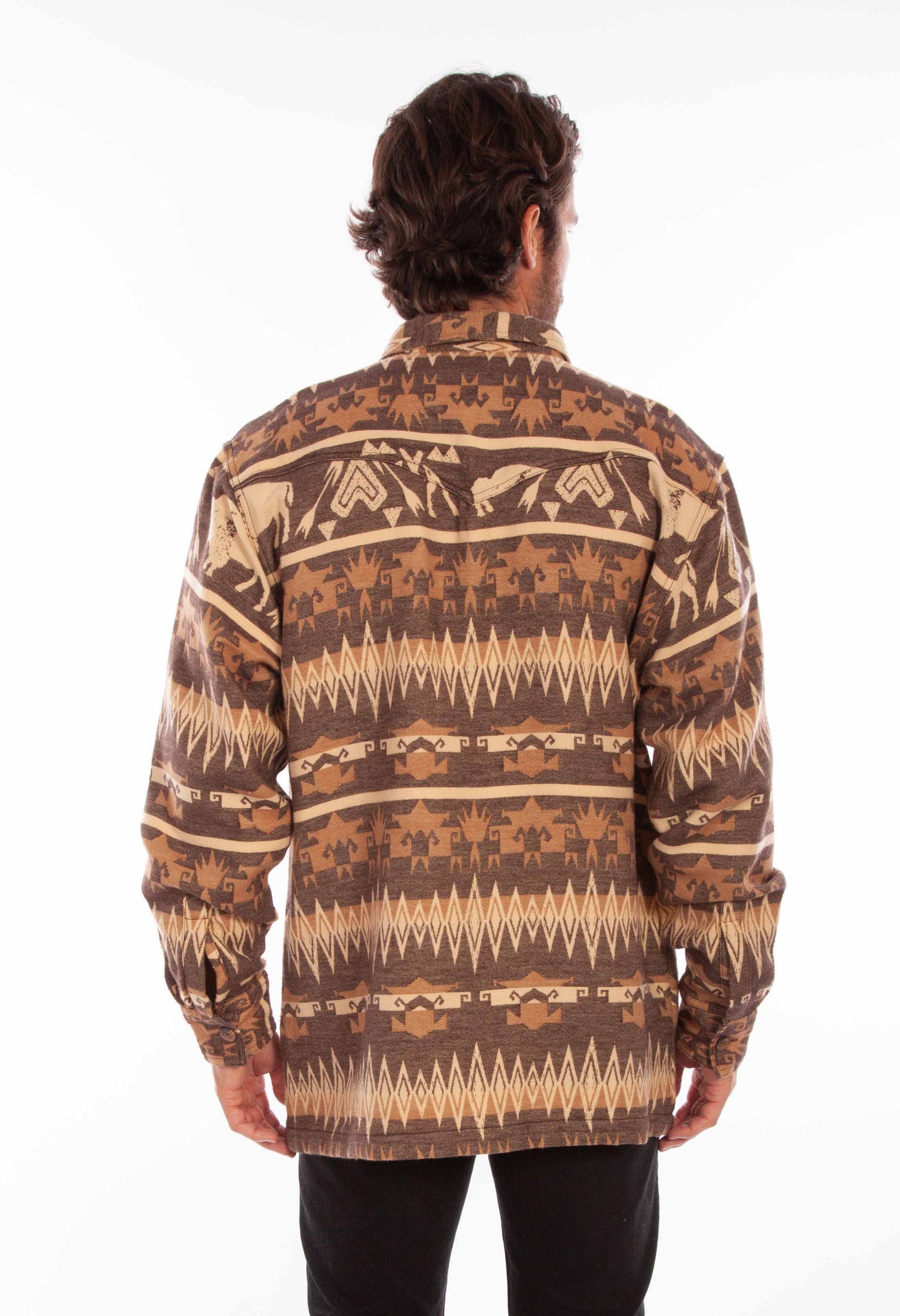 Scully Western Men's Buffalo Print Shirt Jacket in Brown