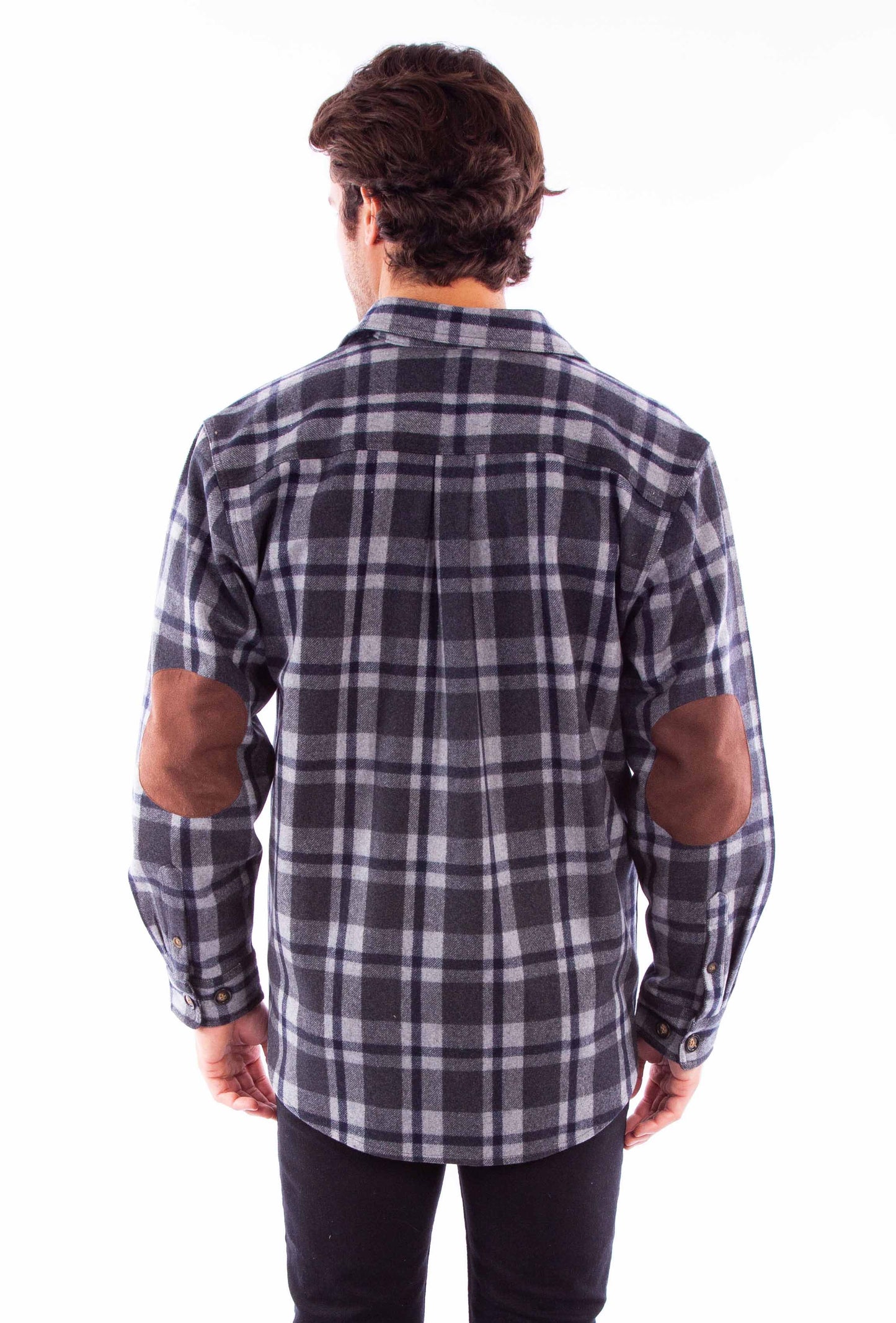 Scully Western Men's Heavy Weight Wool Blend Flannel Shirt in Charcoal