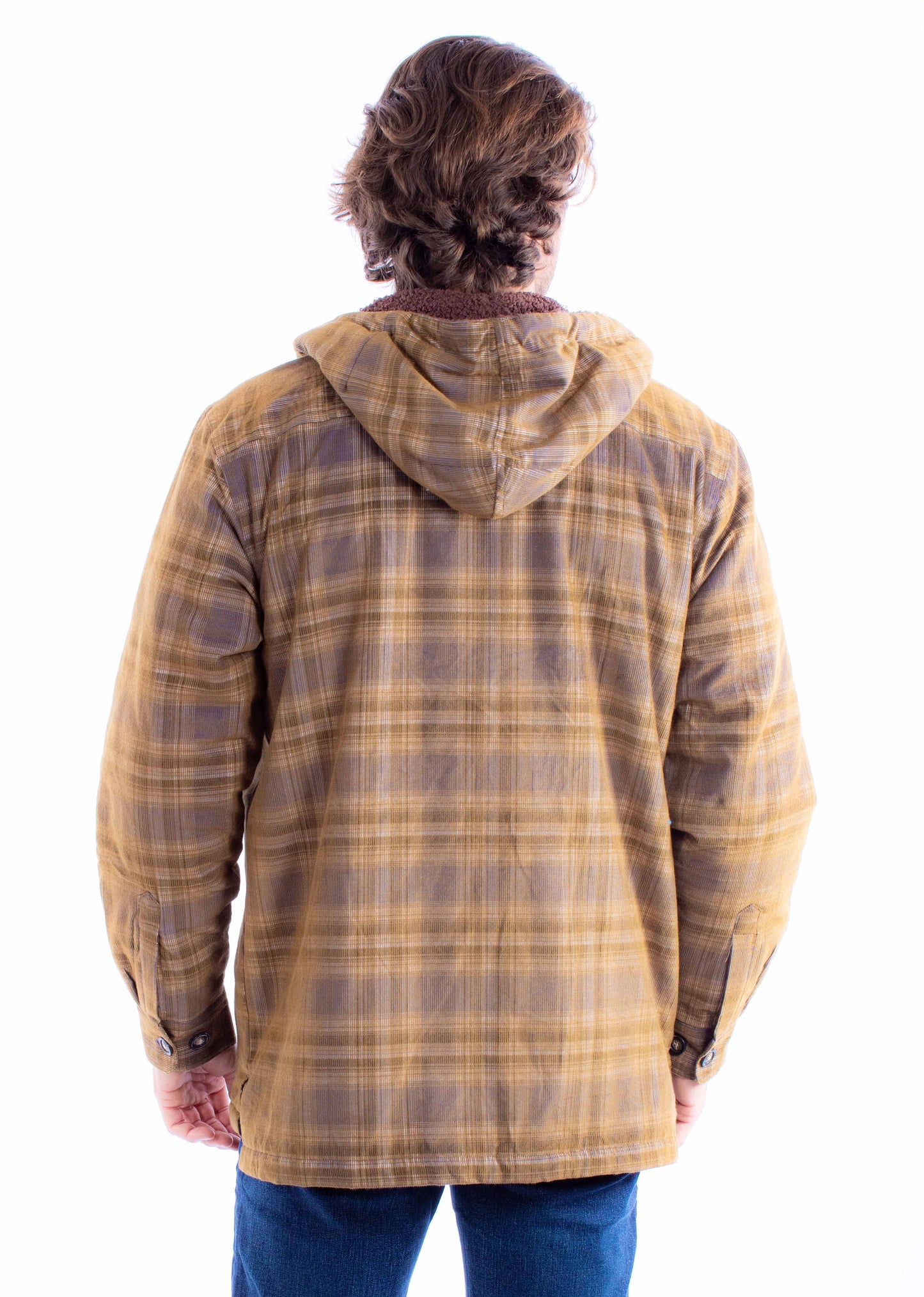 Scully Western Men's Sherpa Lined Plaid Jacket in Navy-Brown