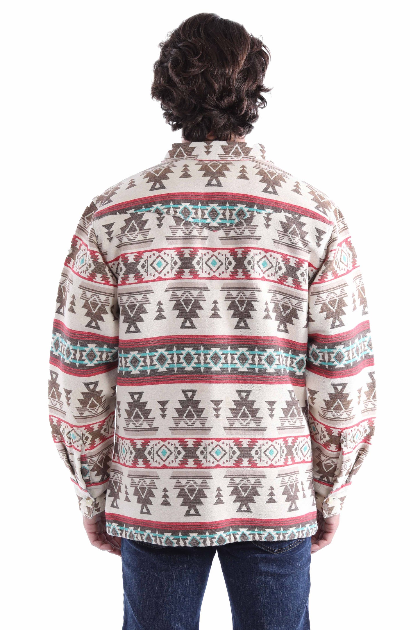 Scully Western Men's South Aztec Shirt Cotton Cotton Jacket in Natural
