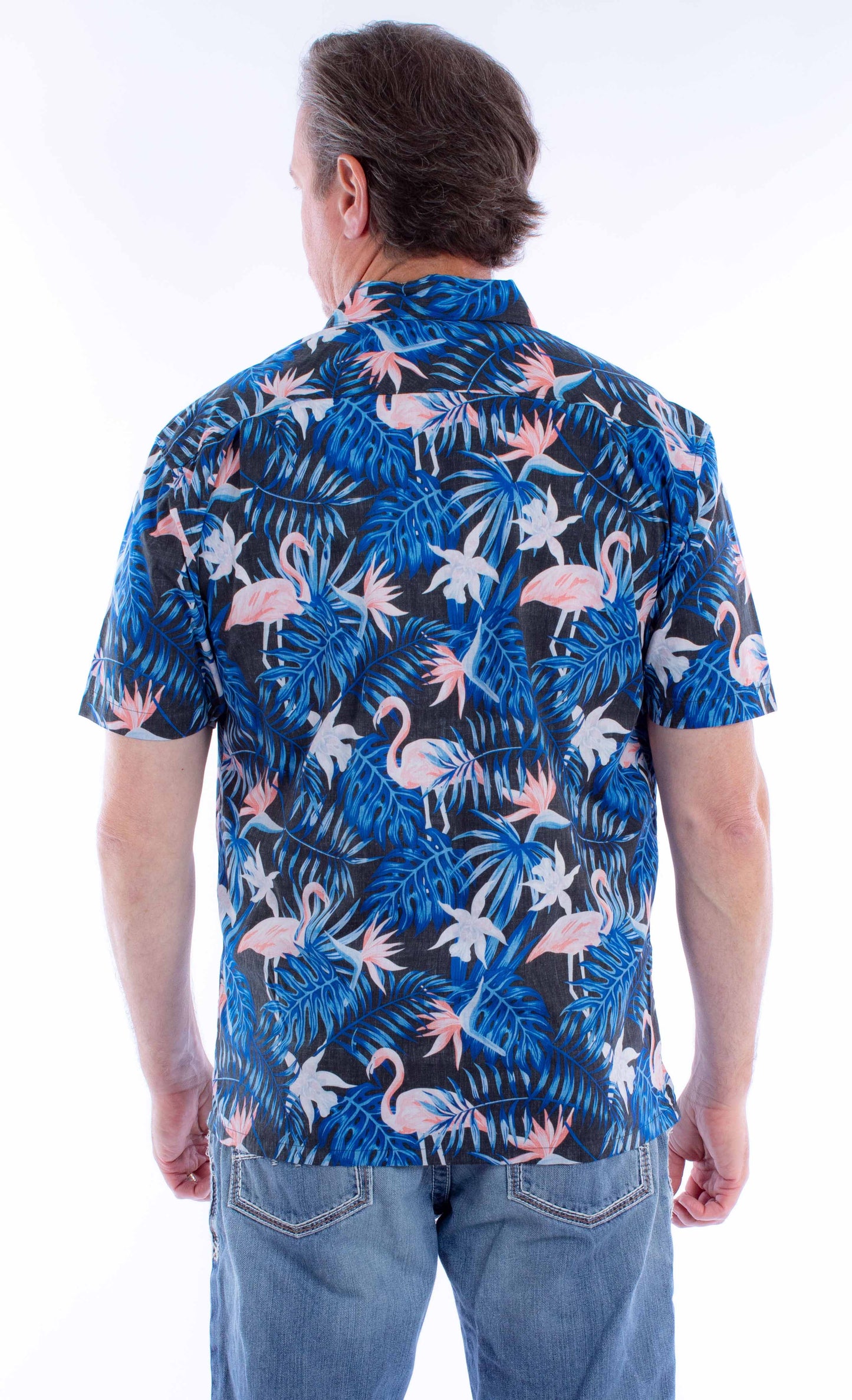 Scully Western Men's Flamingos Ferns Button Shirt in Black