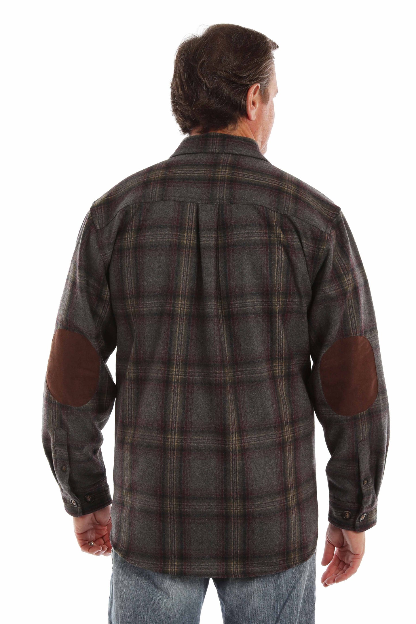 Scully Men's Heavy Weight Wool Blend Flannel Color Charcoal Burgundy in Charcoal-Burgundy