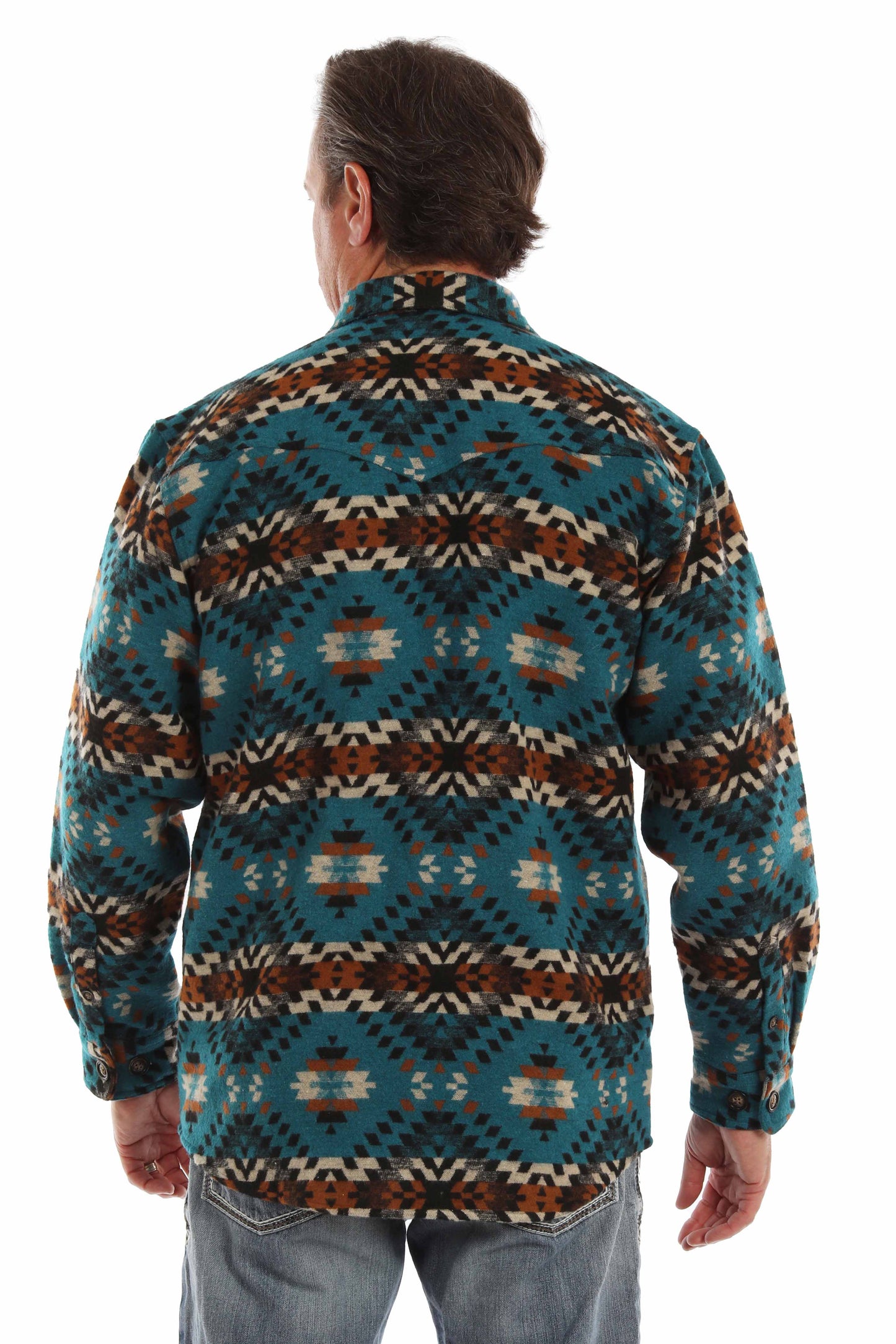 Scully Western Men's Wool Blend Aztec Button Jacket in Turquoise