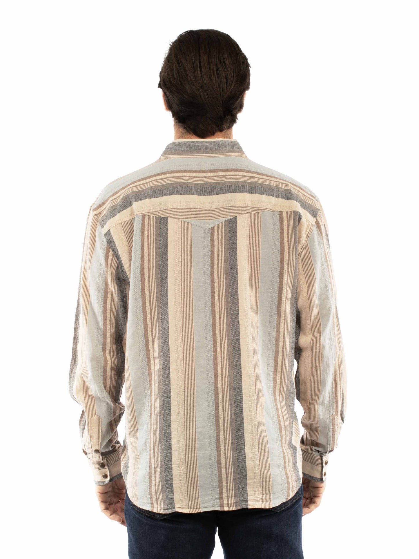 Scully Western Men's Stripe Snap Front Shirt in Earth