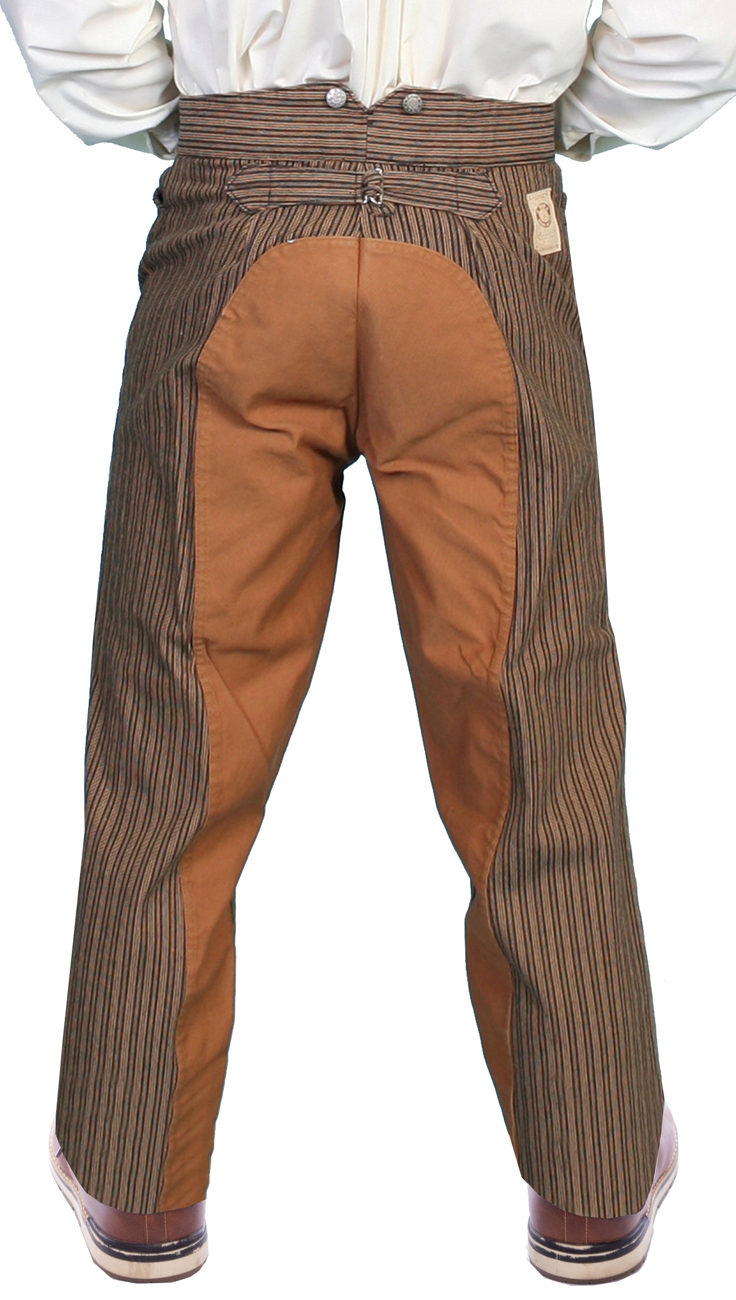 Scully Men's Wahmaker Railstripe Cotton Saddle Cut Stripe Pants in Taupe