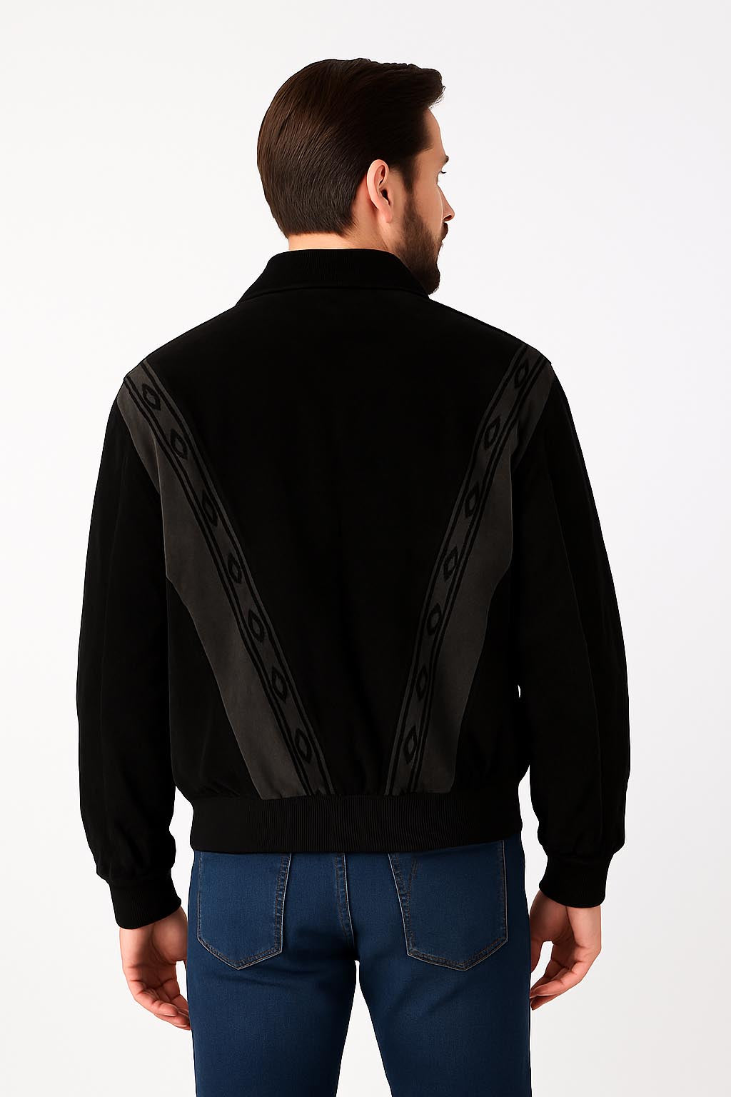 Scully Men's Boar Suede Leather Jacket in Black With Dark Grey