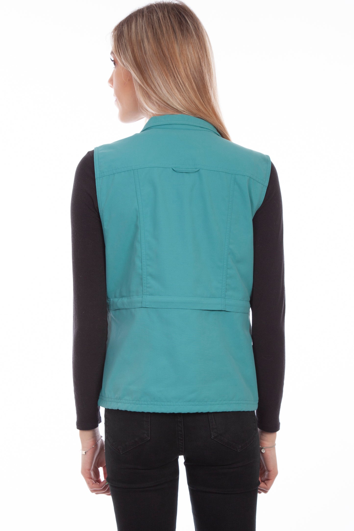 Scully Western Women's Multi Pocket Zip Nylon Vest in Teal