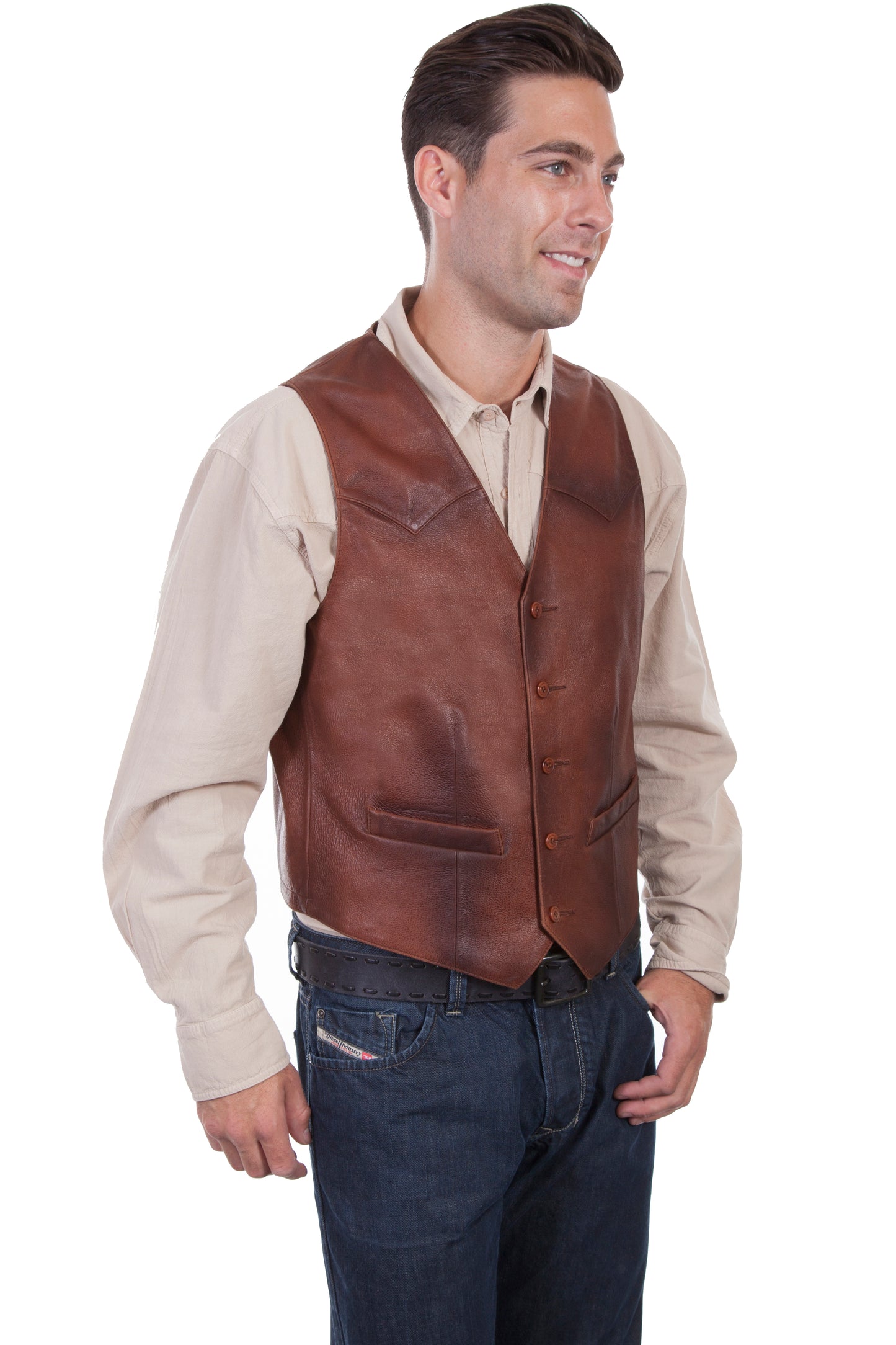 Scully Western Men's Classic Leather Vest in Brown