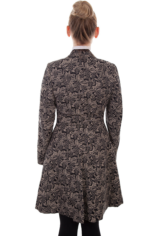 Scully Western Women's Jacquard Button Frock Coat in Black