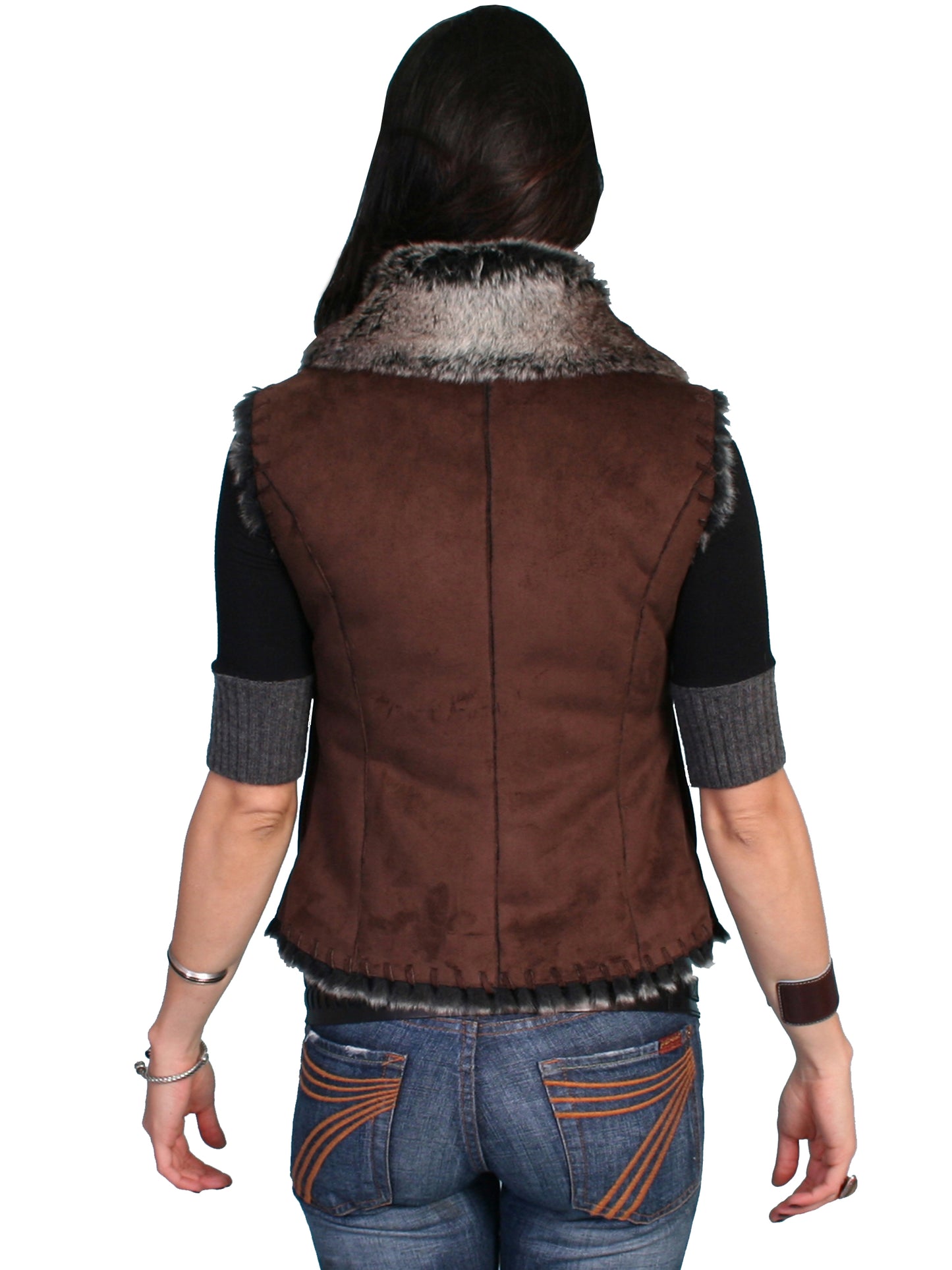 Scully Women's Faux Shearling Vest in Brown
