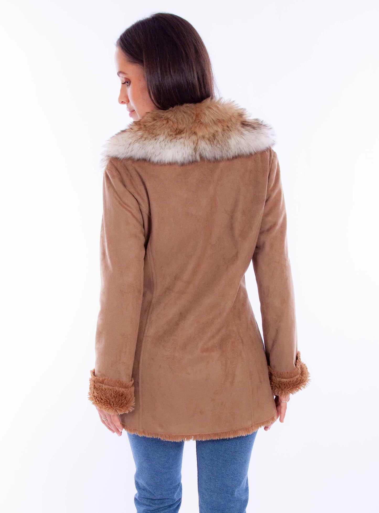 Scully Western Women's Lined Faux Fur Collar Jacket in Tan