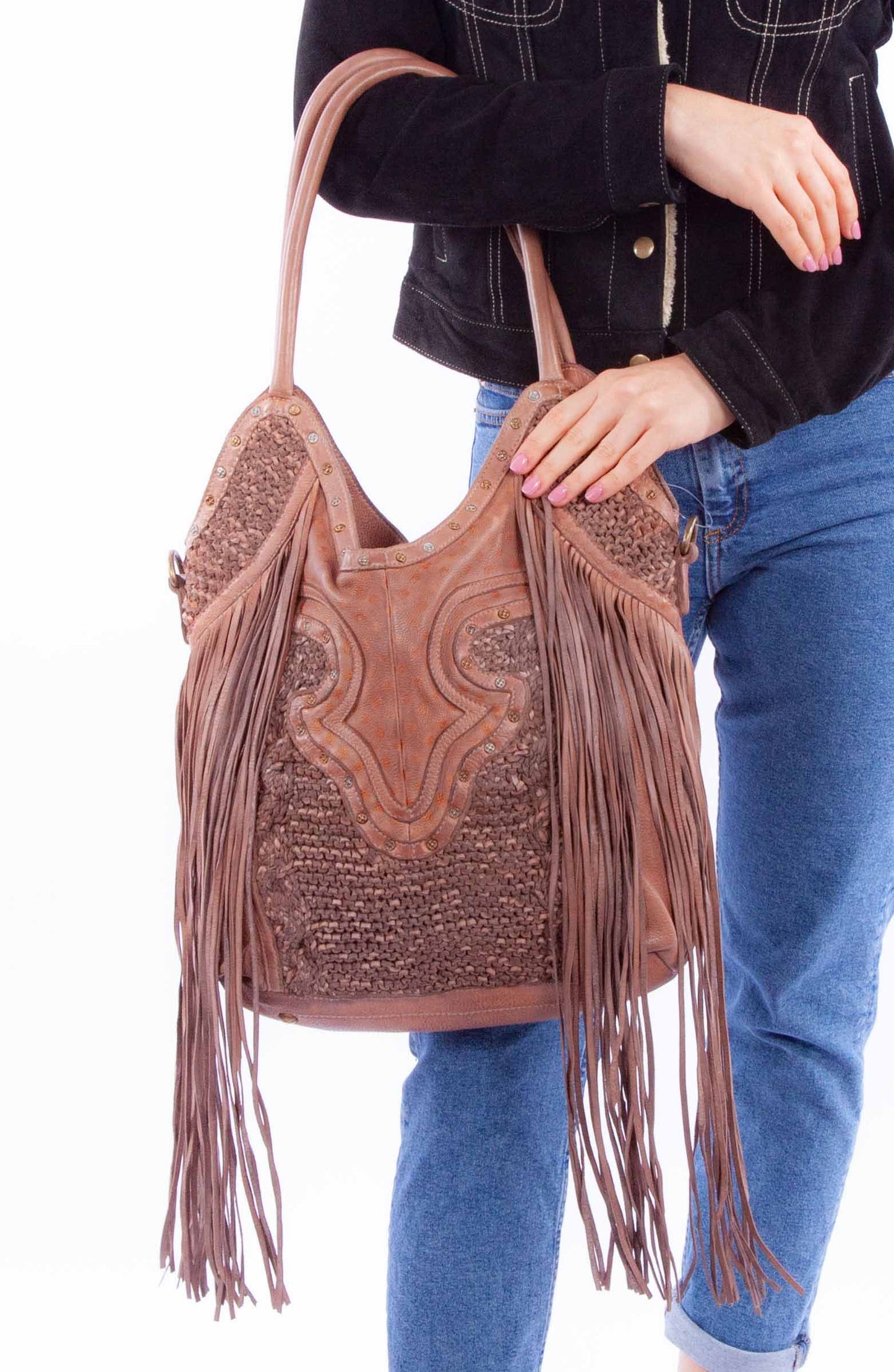 Scully Women's Fringe Handbag in Brown