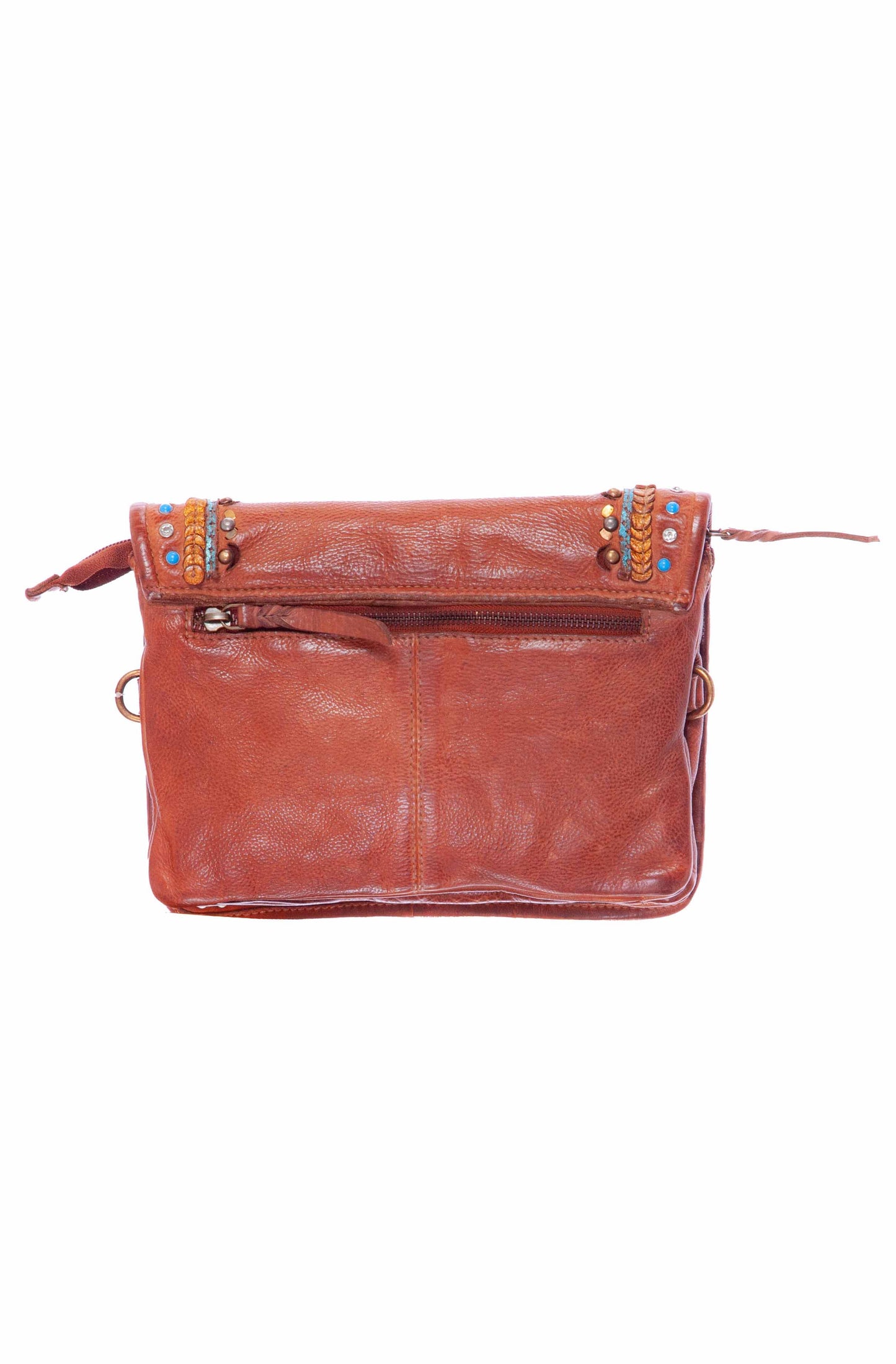 Scully Women's Braided and Studded Crossbody Bag in Cognac