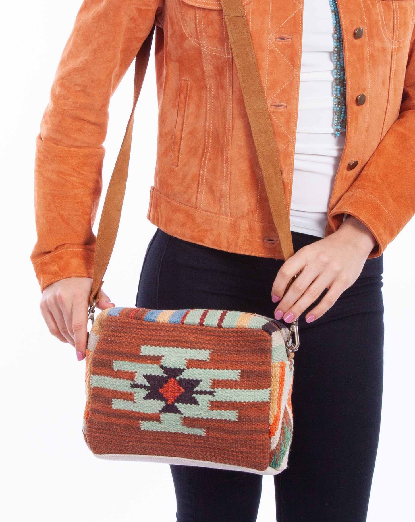 Scully Western Women's Woven South Print Multi Color Crossbody Handbag