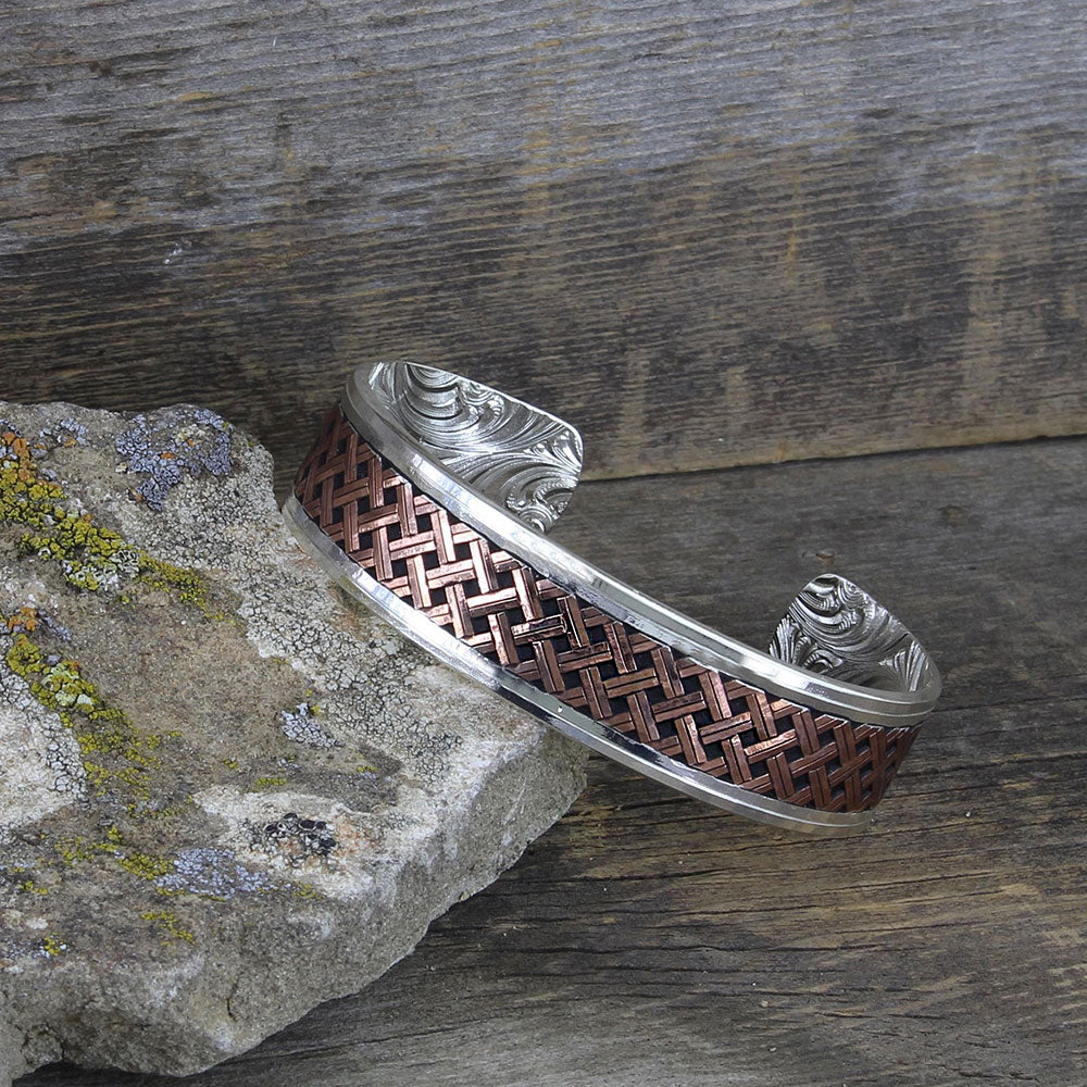 Montana Silversmiths Classic Legacy Weave Crossing Paths Cuff Bracelet