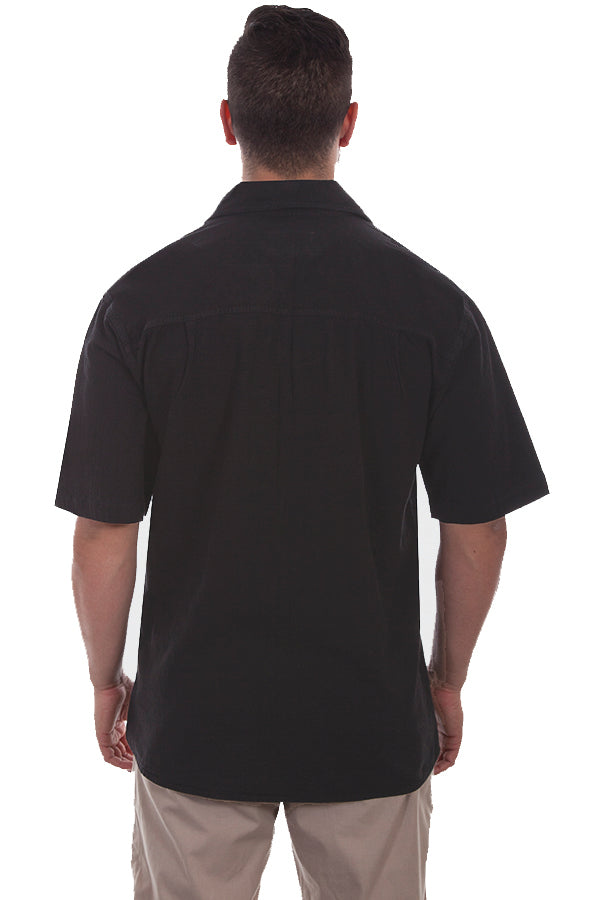 Scully Western Men's Short Sleeve Lace Up Pullover Shirt in Black