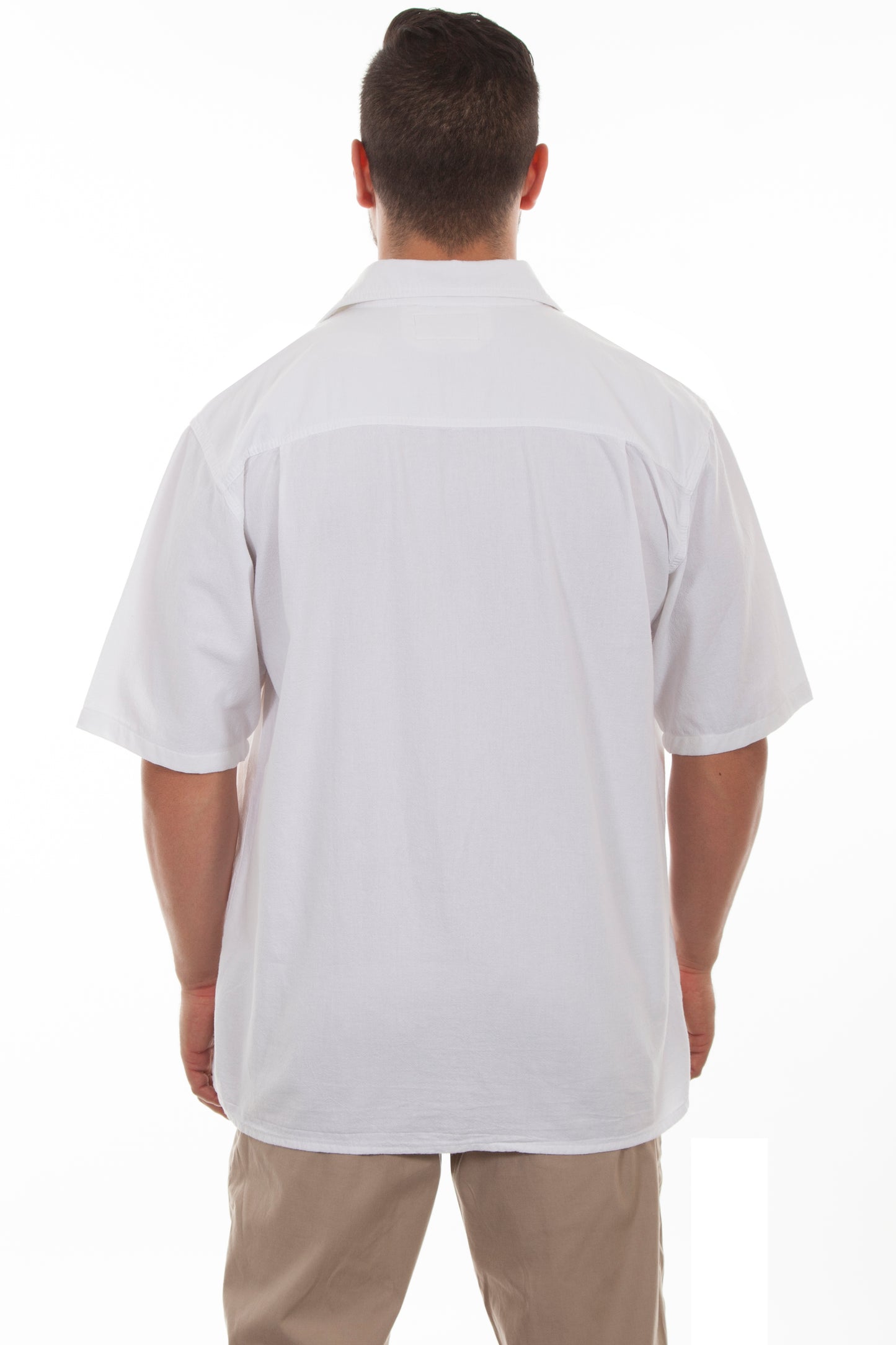 Scully Western Men's Short Sleeve Embroidered Shirt in White
