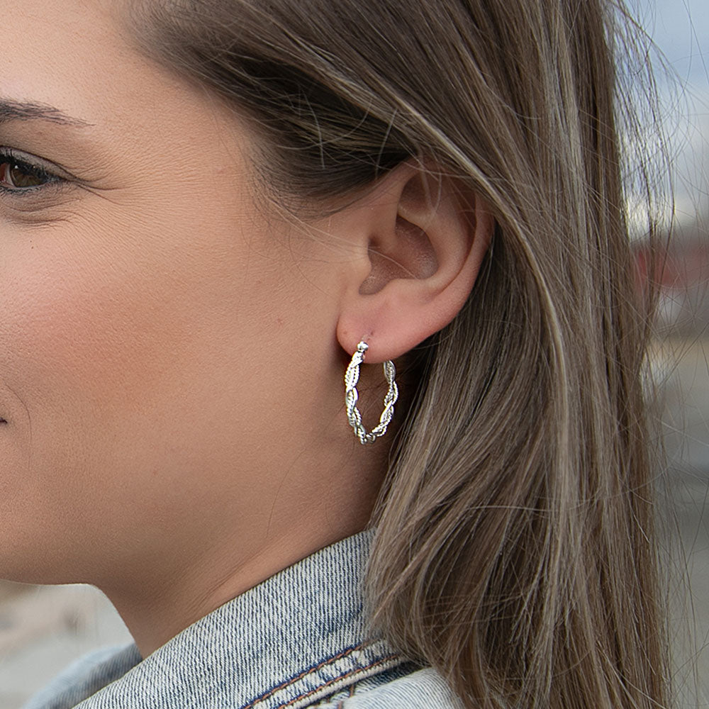 Montana Silversmiths Braided Rope Hoop Earrings