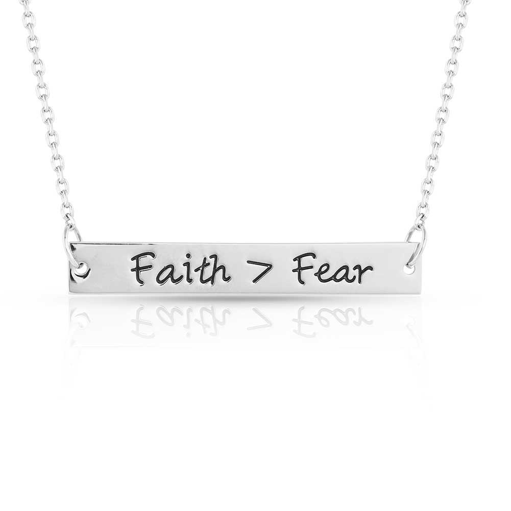 Montana Silversmiths Western Lifestyle Women's Bar Necklace - Faith Is Greater Than Fear