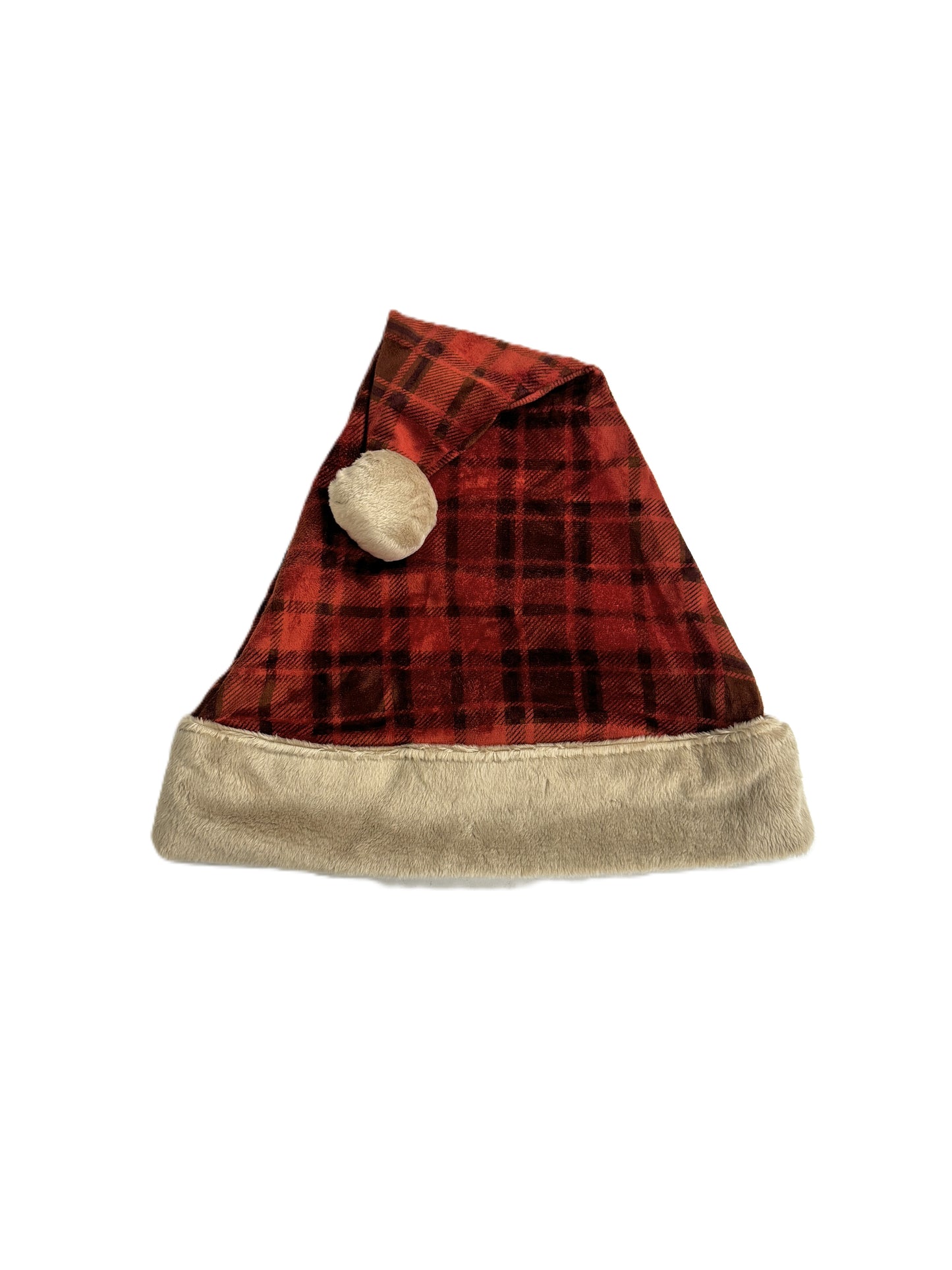 Carstens Red Plaid Bear Pine Tree Santa Hat